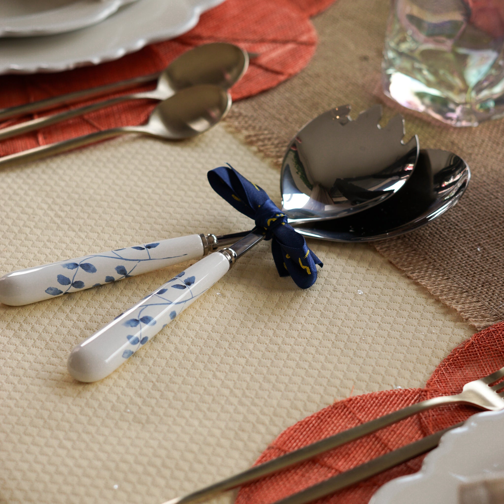 Blue Metal Serving Spoons