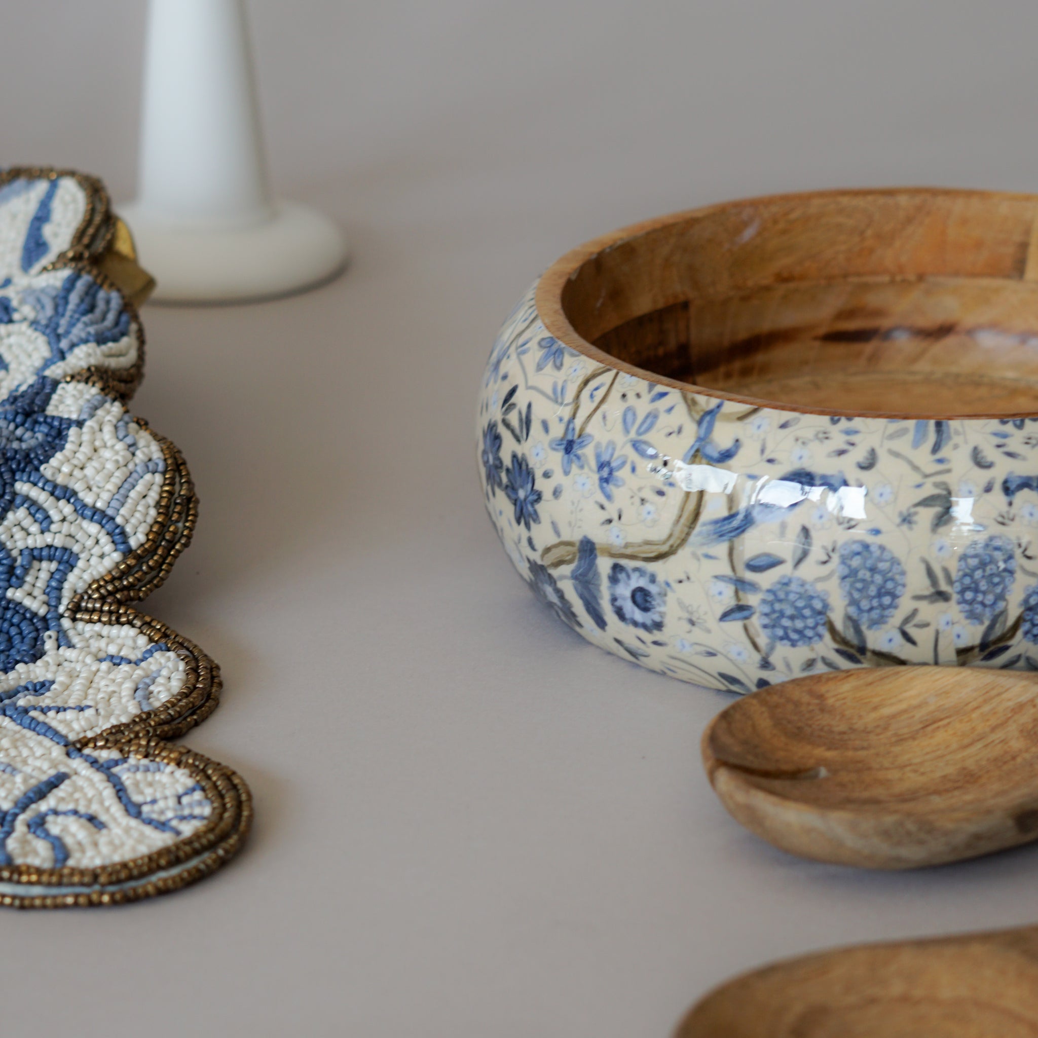 Toile Wood Salad Bowl