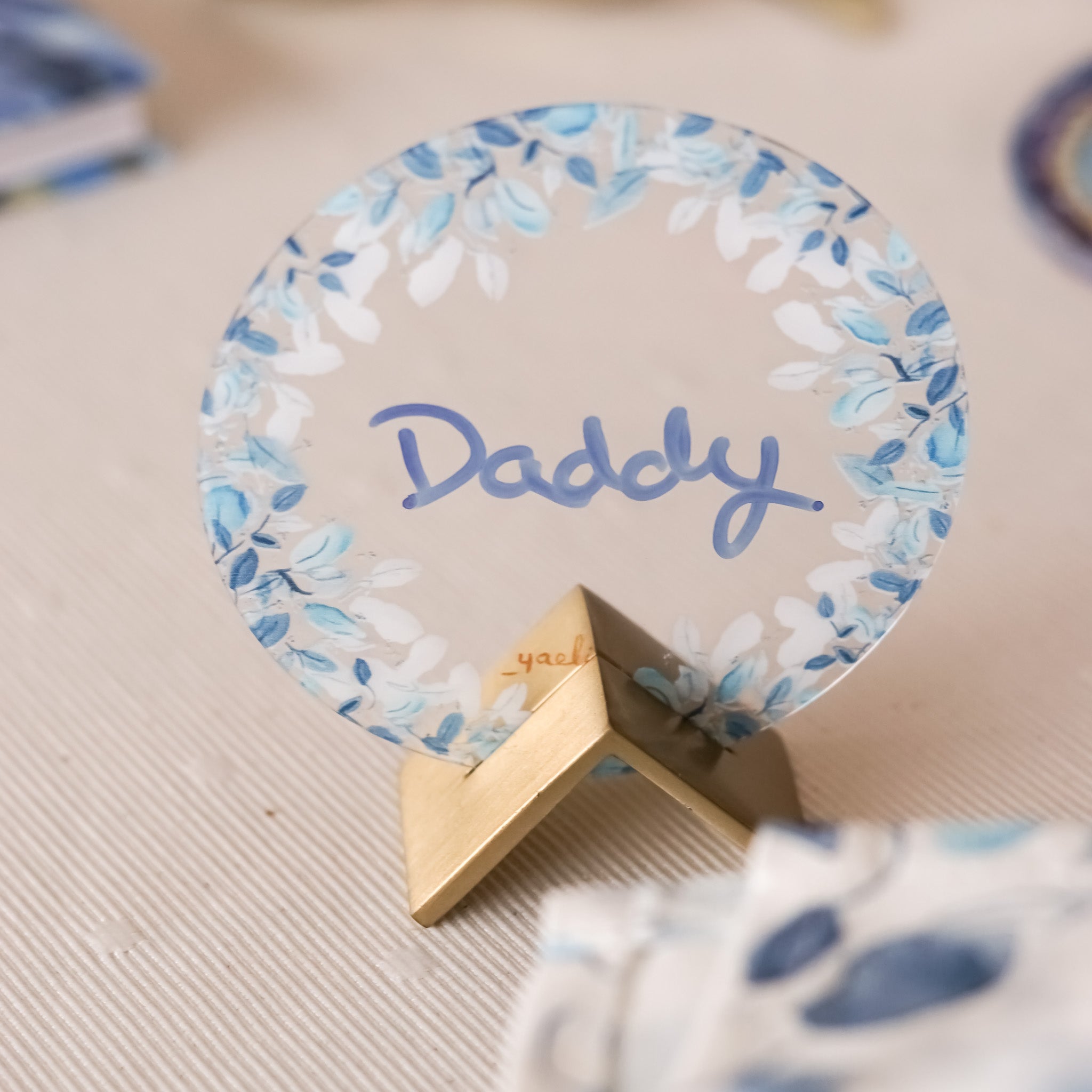 Blue Leaves Place Cards | Set of 4