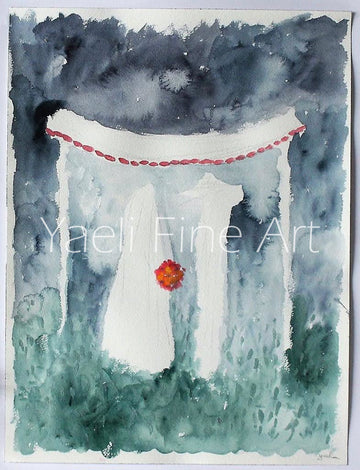 Blue and green watercolor Chuppah