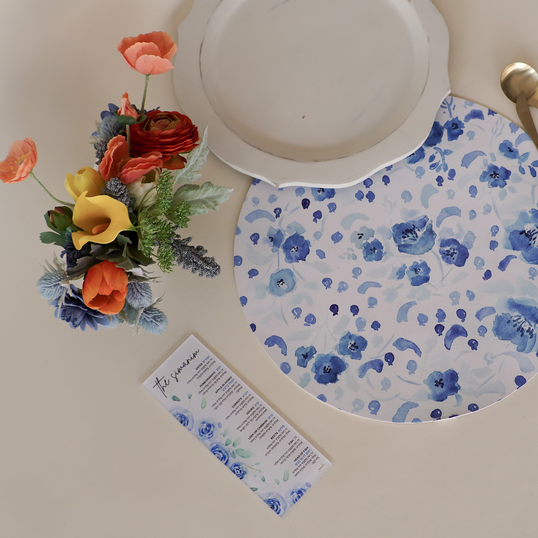 Blue Rimon| Set of 6 Placemats