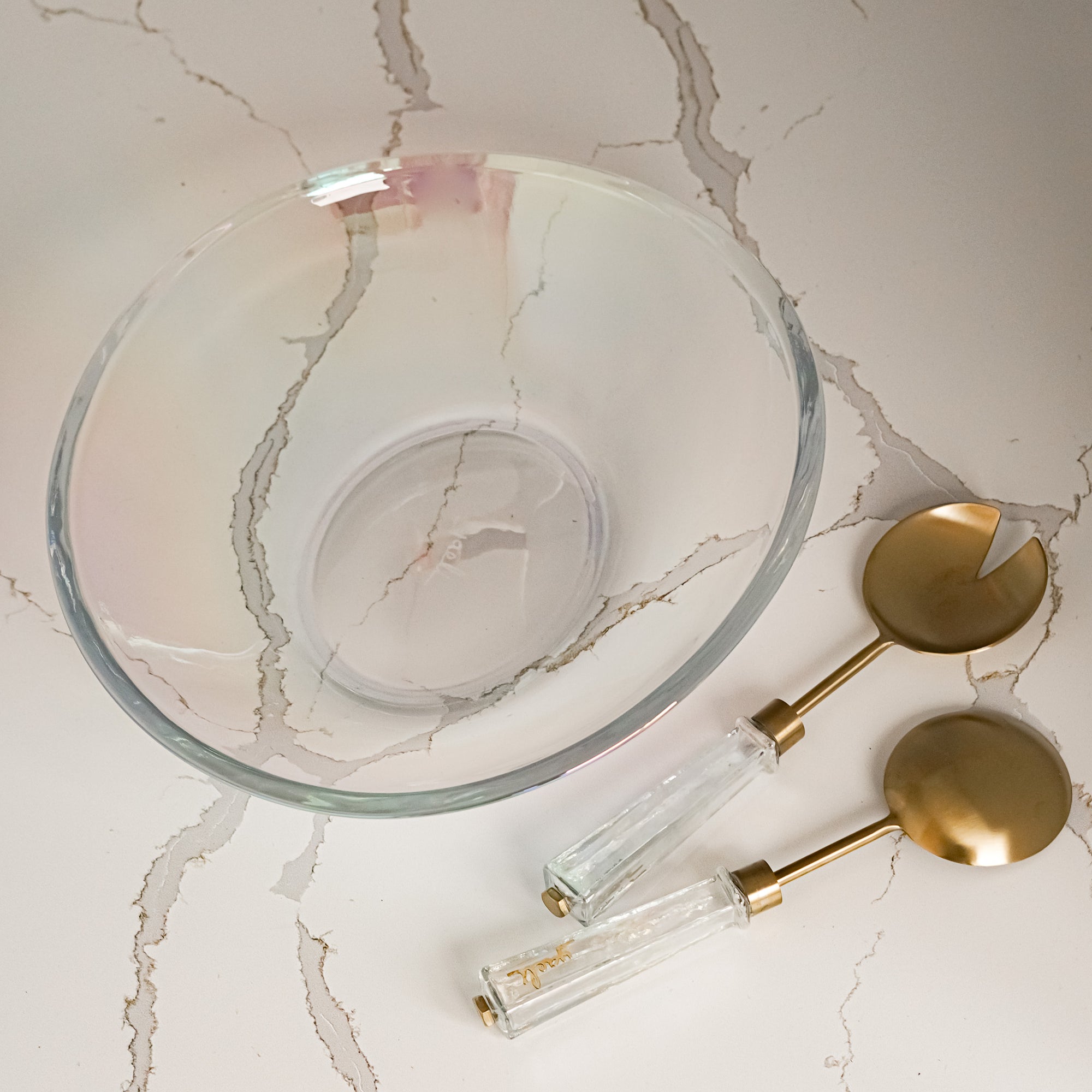 Iridescent Glass Salad Bowl | 13.5"