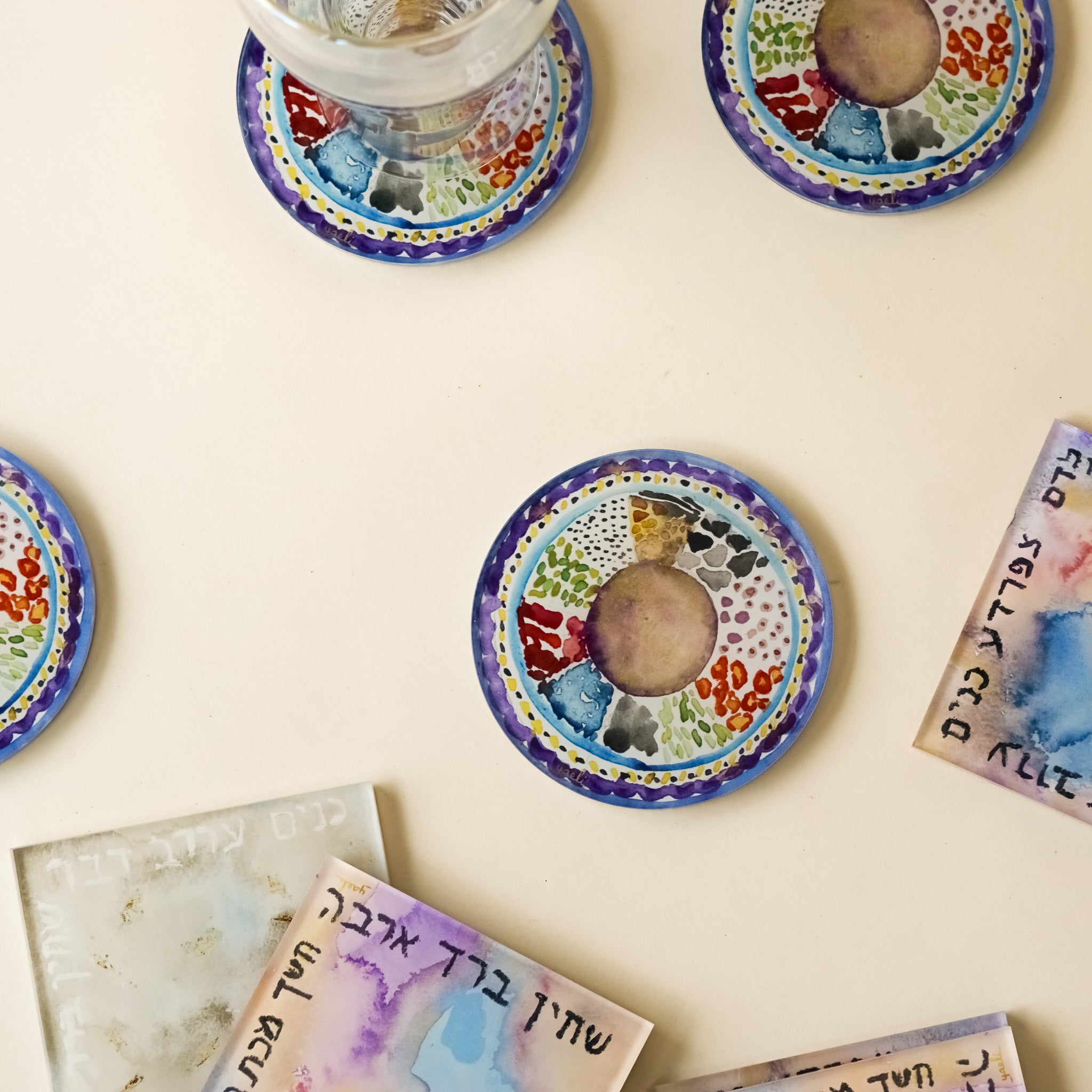 Colorful Pesach Coasters | Set of 4