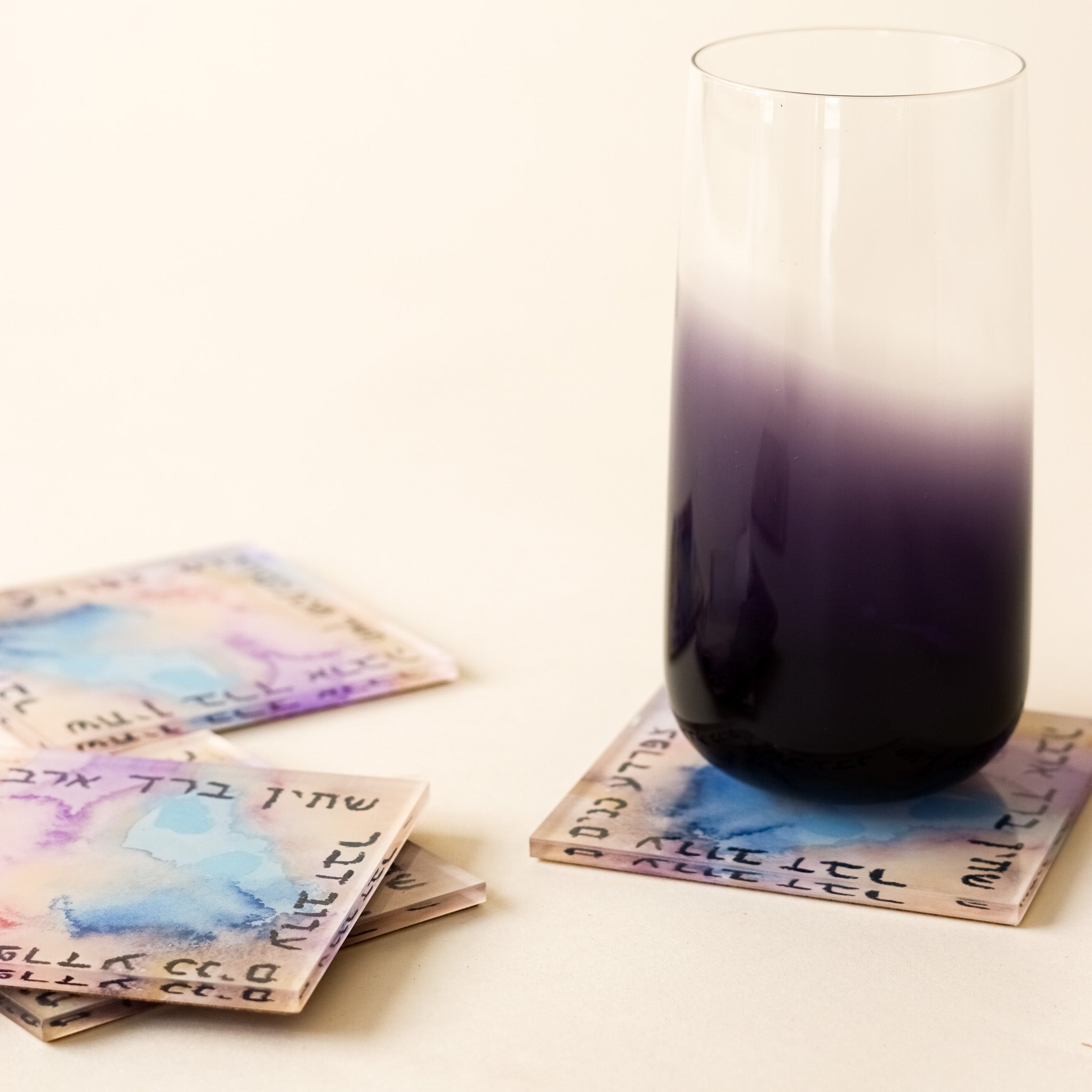 Watercolor Pesach Coasters | Set of 4