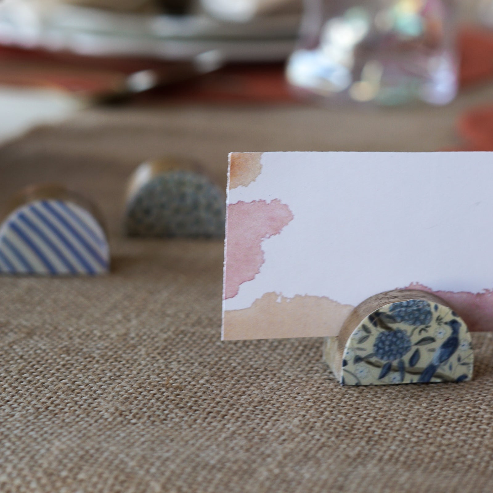 Toile Enamel Place Card Holders | Set of 6