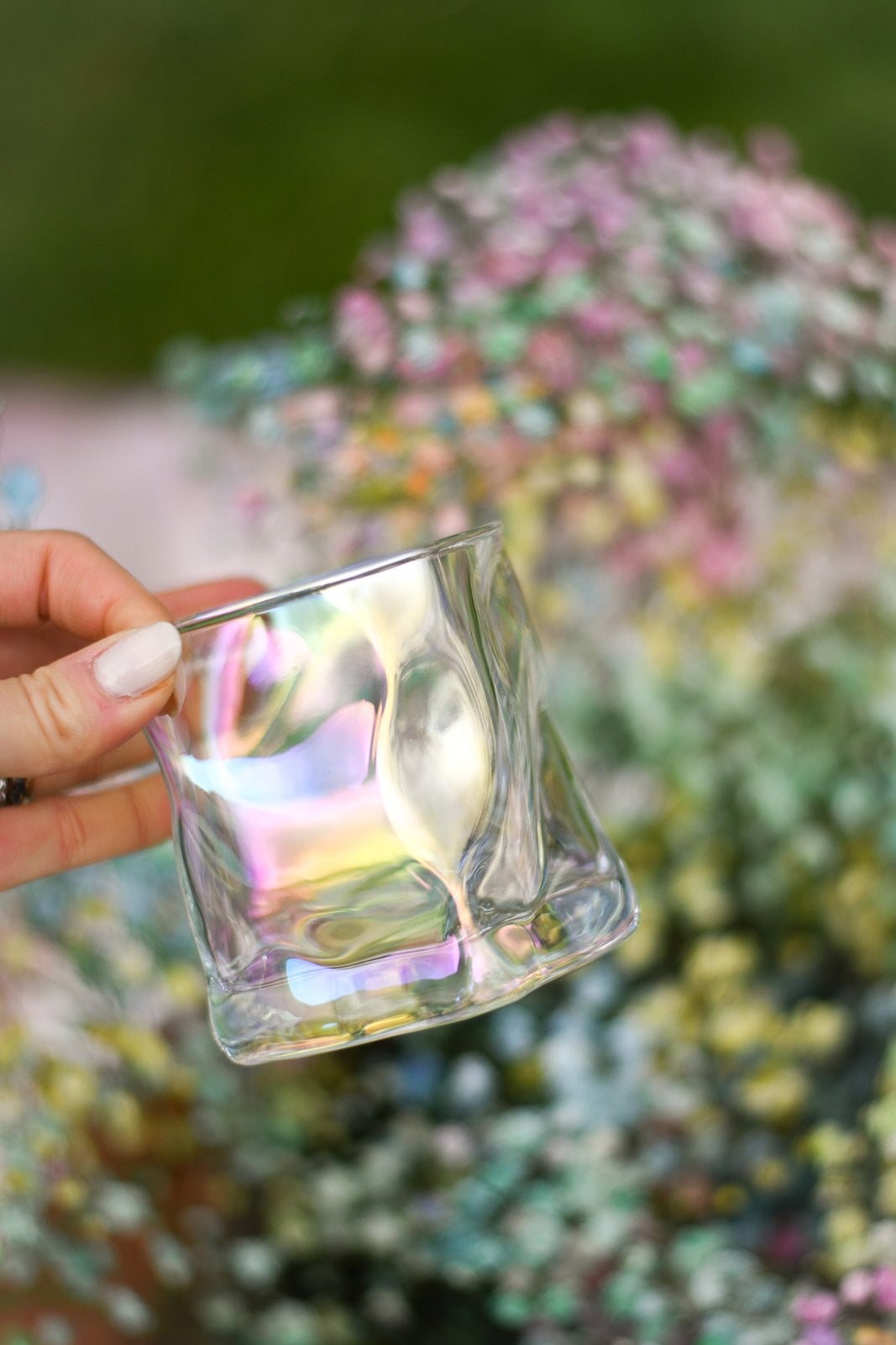 Iridiscent Hand Shaped Old Fashion Drinking Glasses