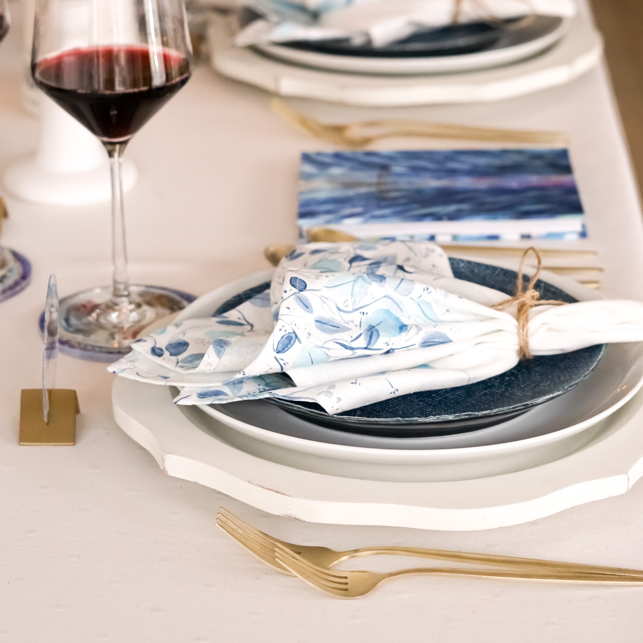 Blue Leaves Napkin | Set of 6