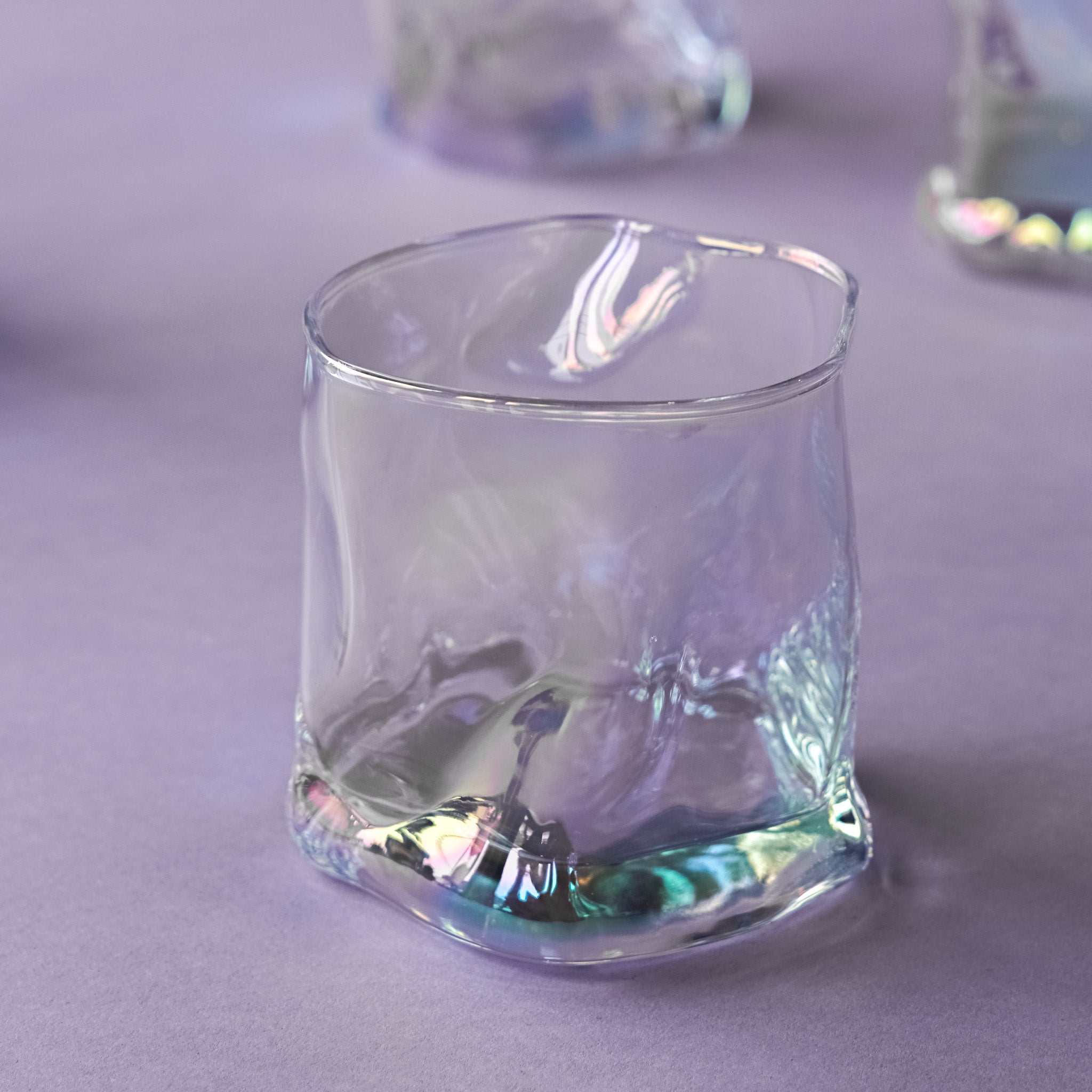 Iridiscent Hand Shaped Old Fashion Drinking Glasses