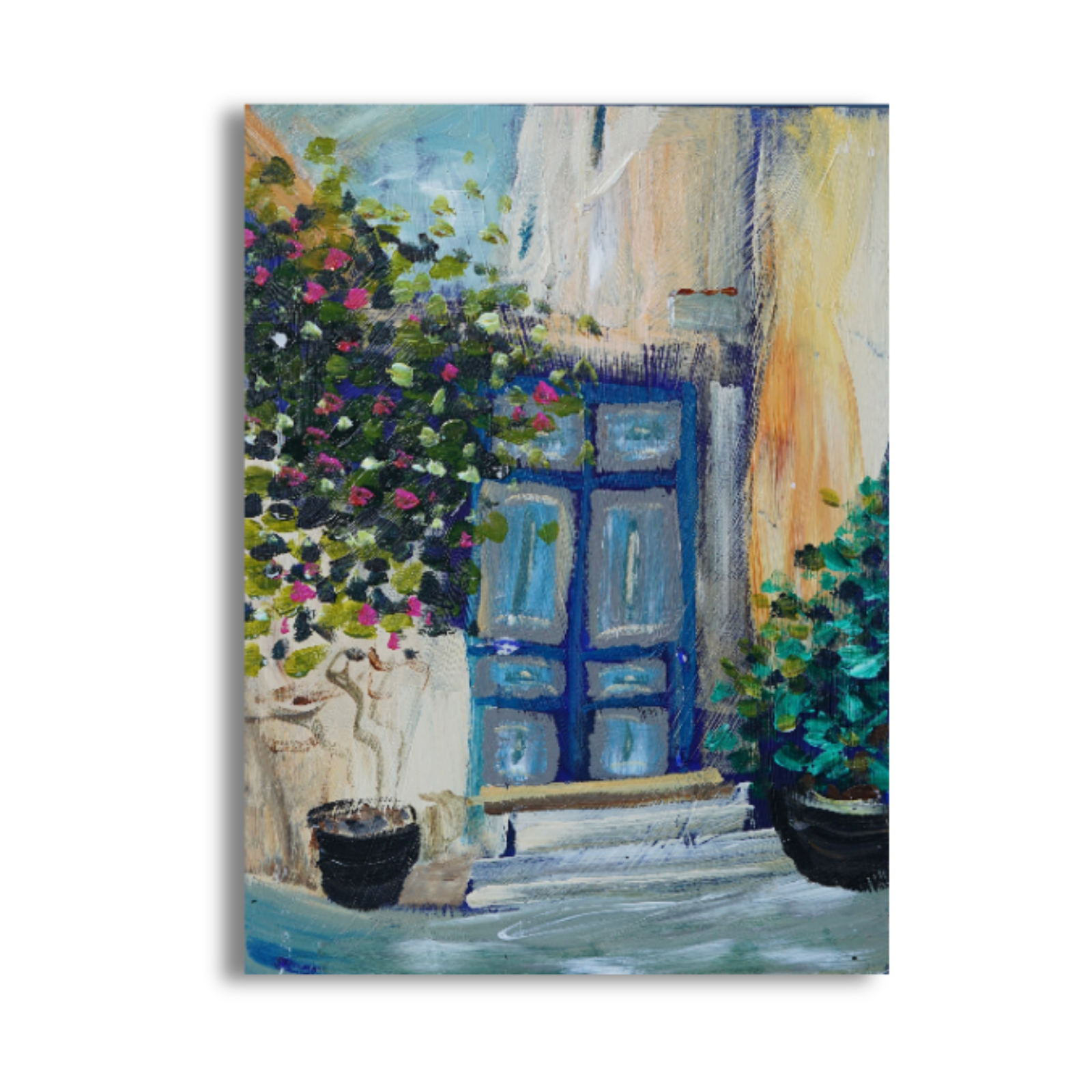 A blue door original painting by Yaeli Vogel