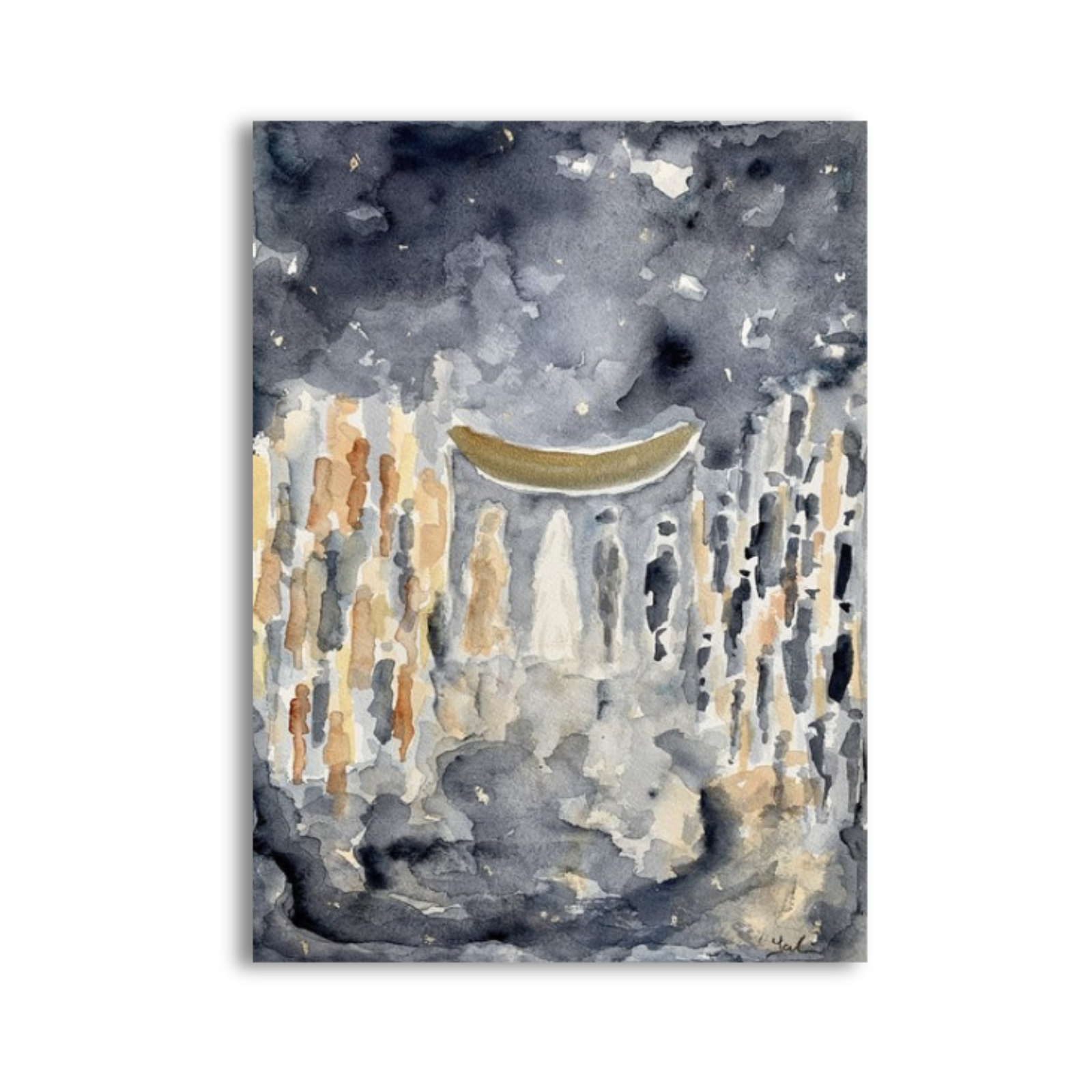 Blue watercolor chuppah painting