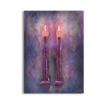 Pink and blue shabbos candles painting