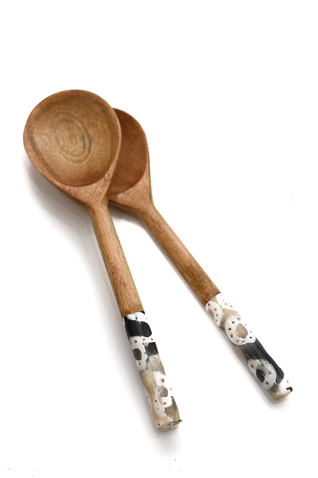 Wood Salad Servers | Black + White