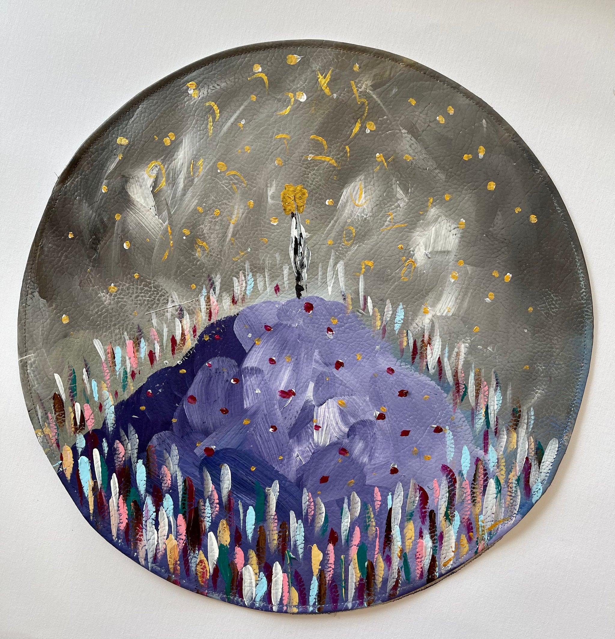 Grey and Blue | Hand Painted Matzah Cover