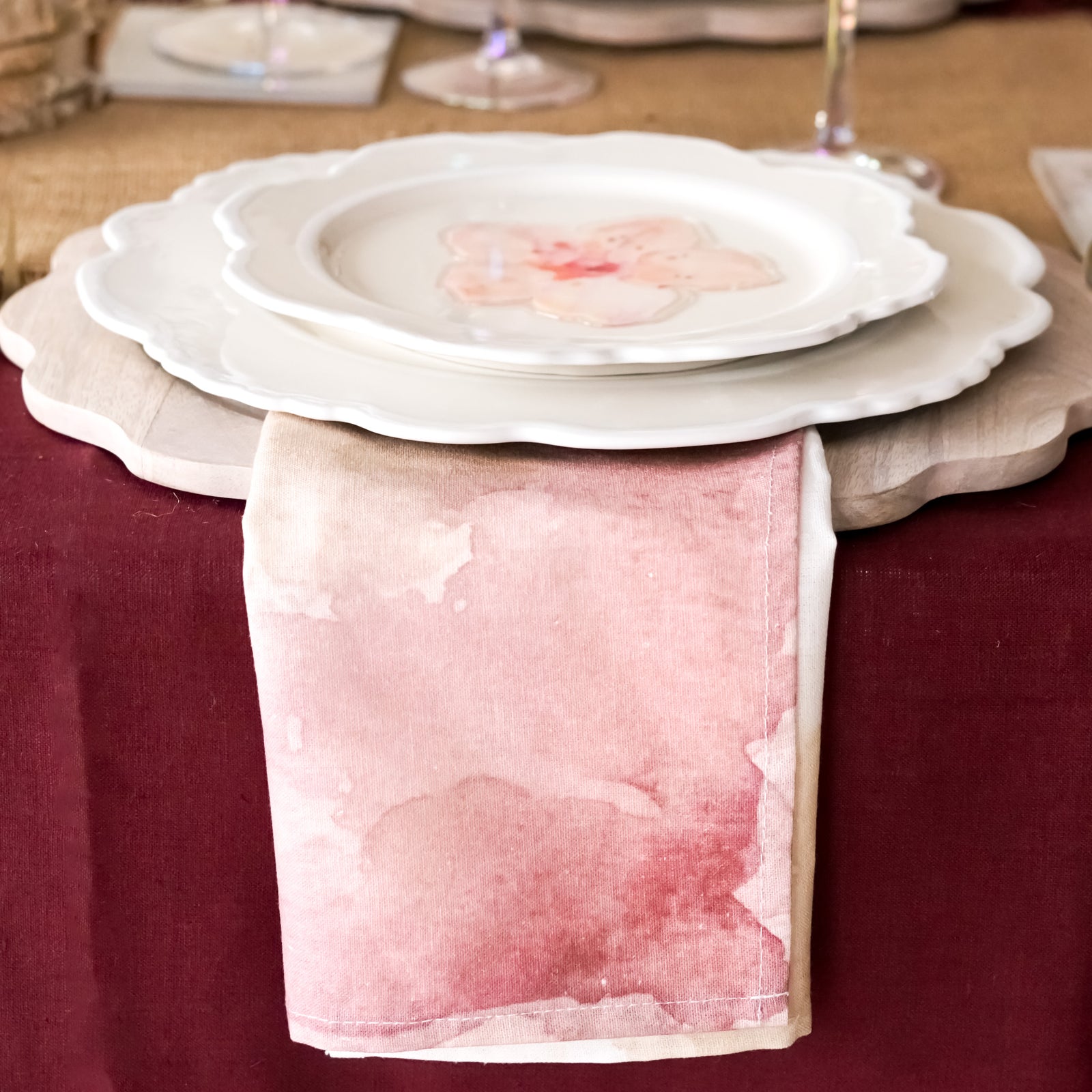 Rosewood Watercolor Napkin | Set of 6