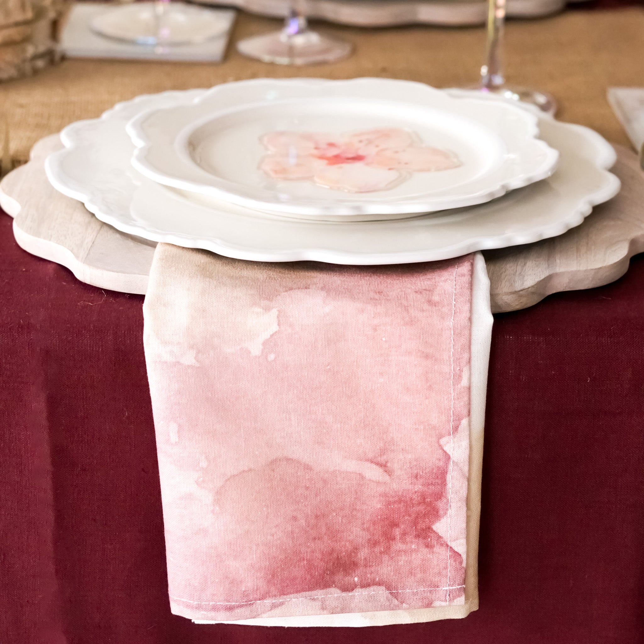 Rosewood Watercolor Napkin | Set of 6