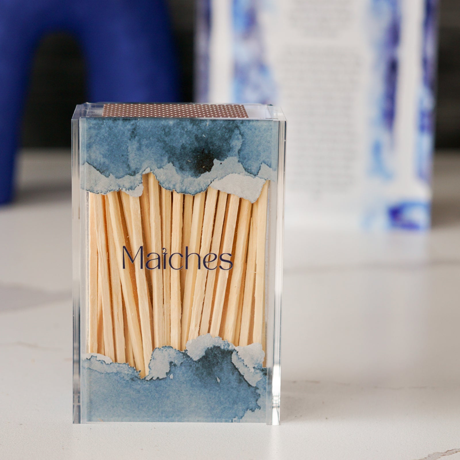 Blue Watercolor Matchbox