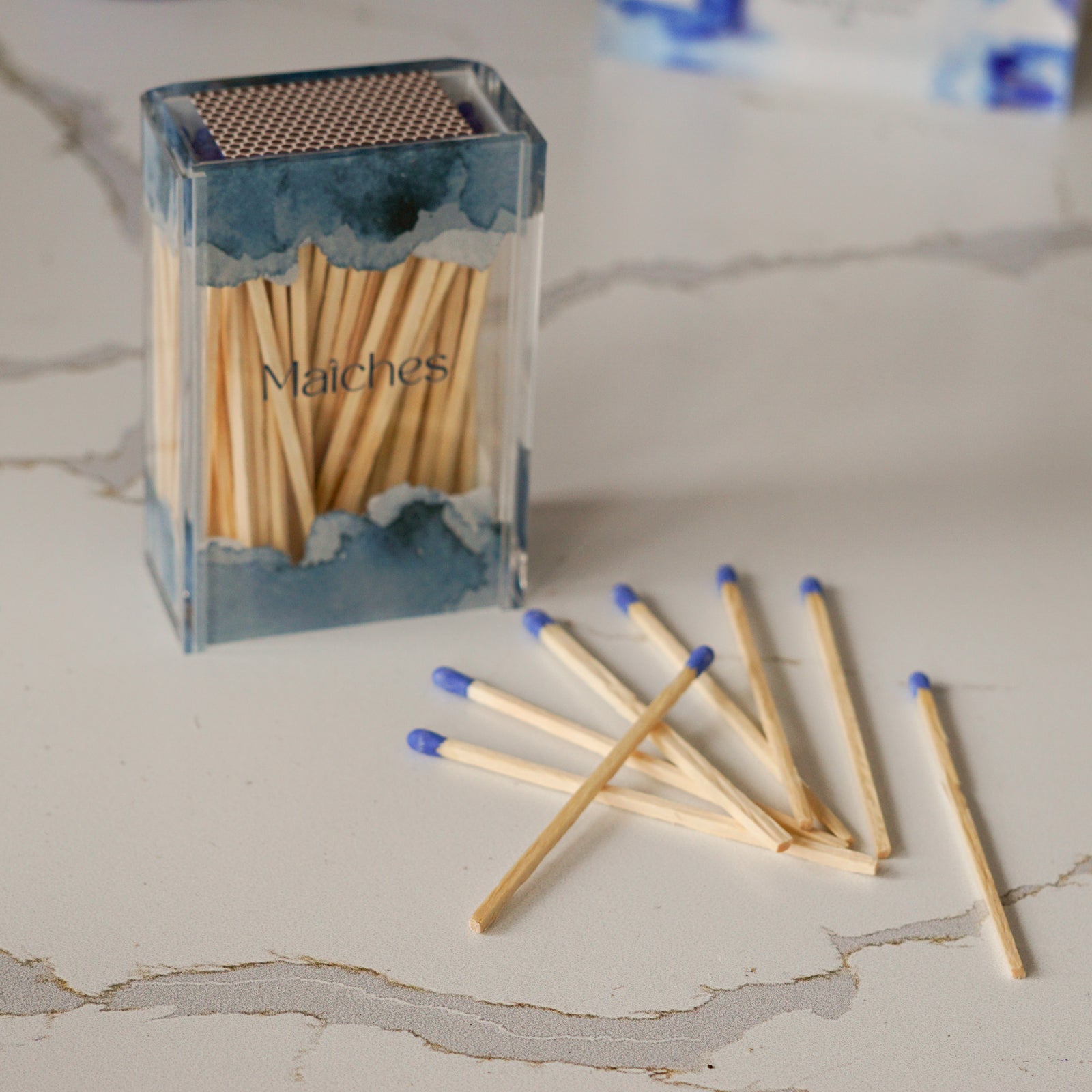 Blue Watercolor Matchbox
