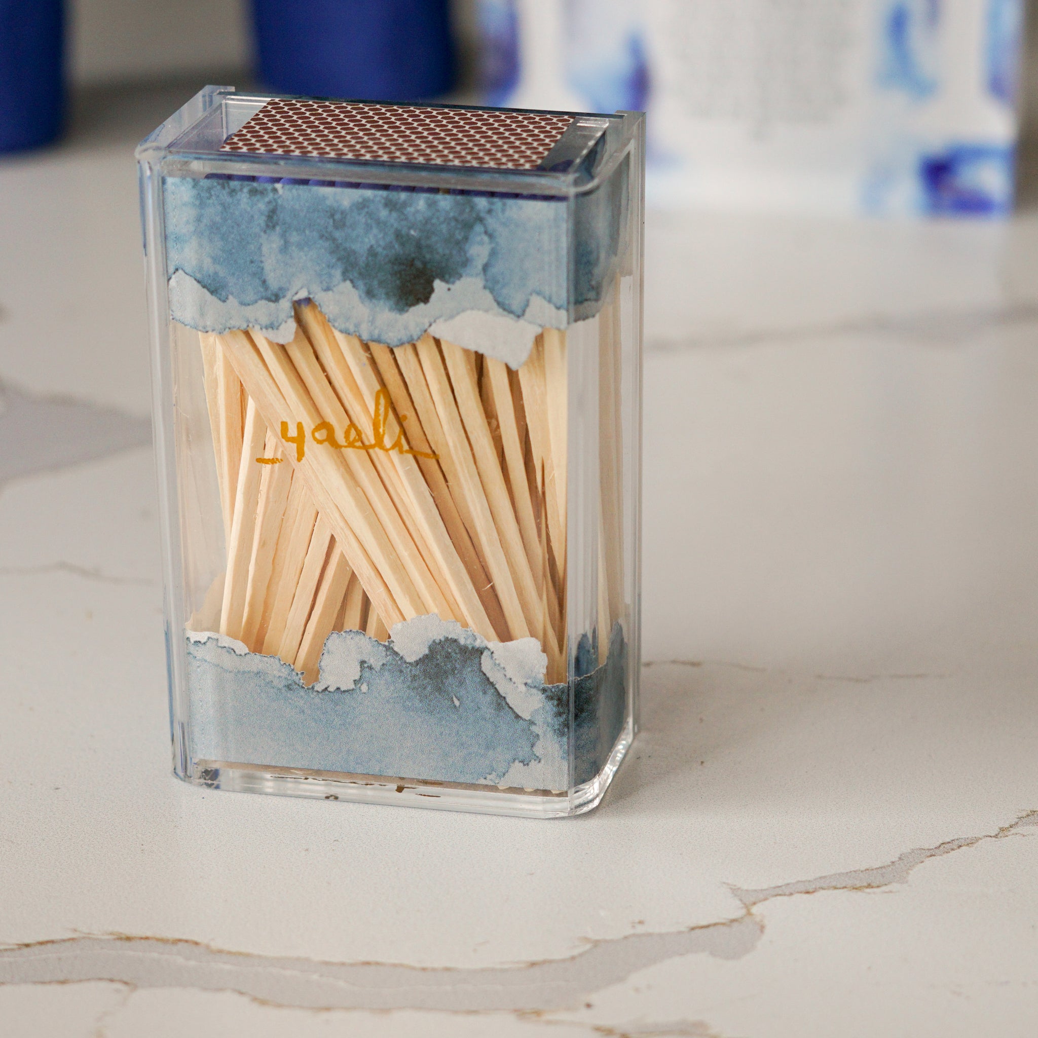 Blue Watercolor Matchbox