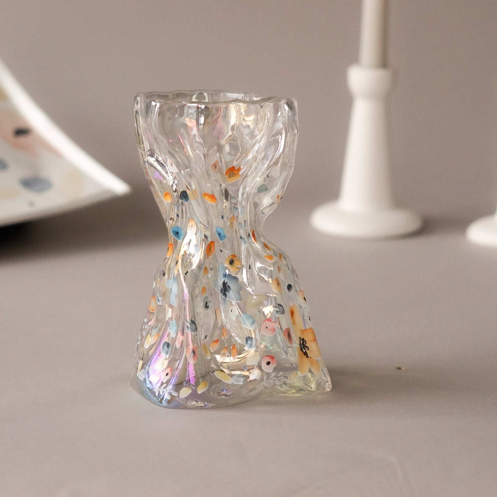 Soft Floral Iridescent Vase