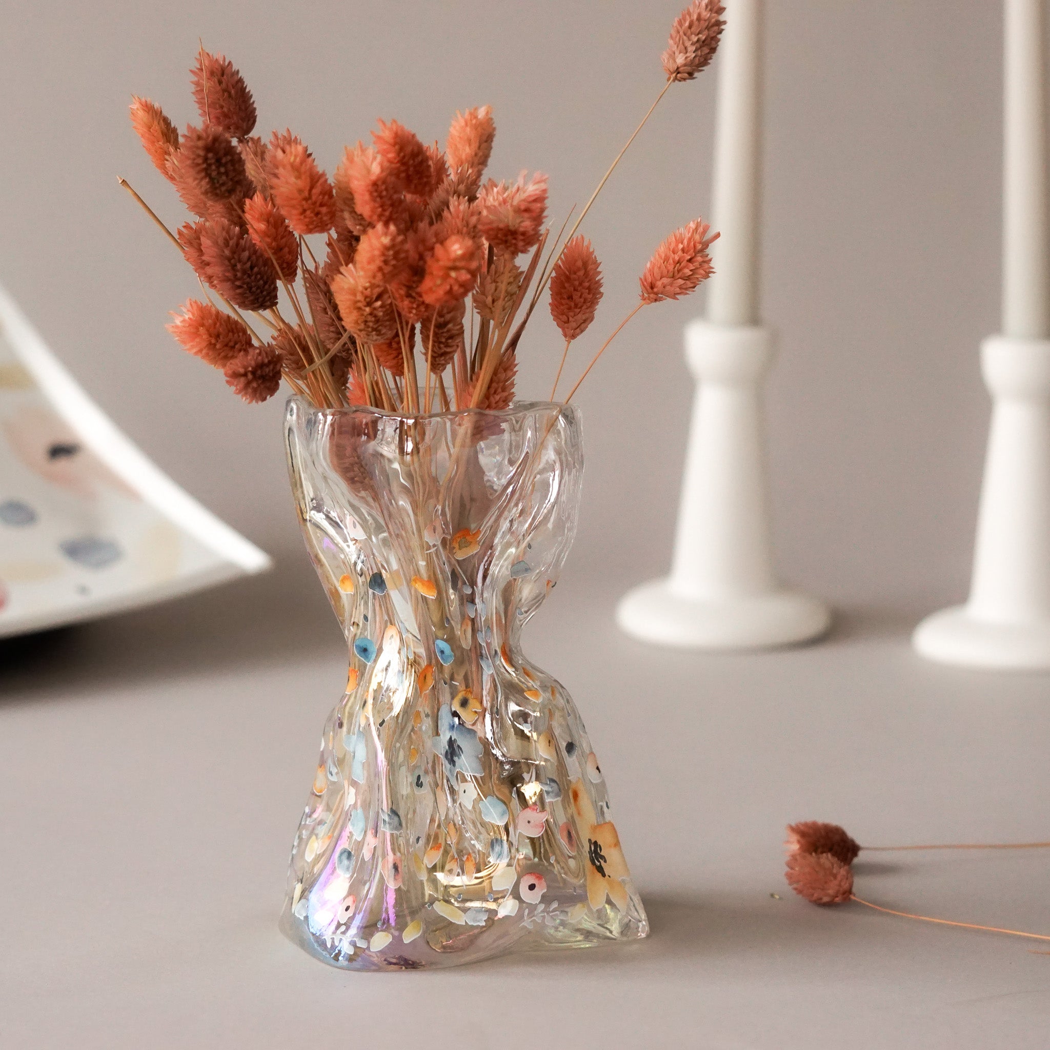 Soft Floral Iridescent Vase