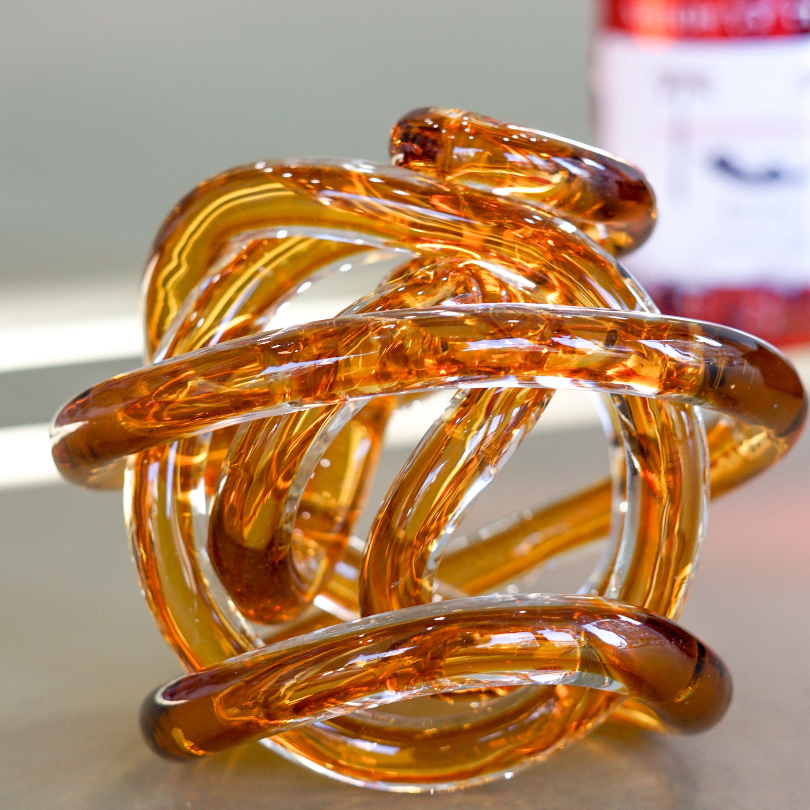 Ethereal Knot Glass Sculpture | Orange