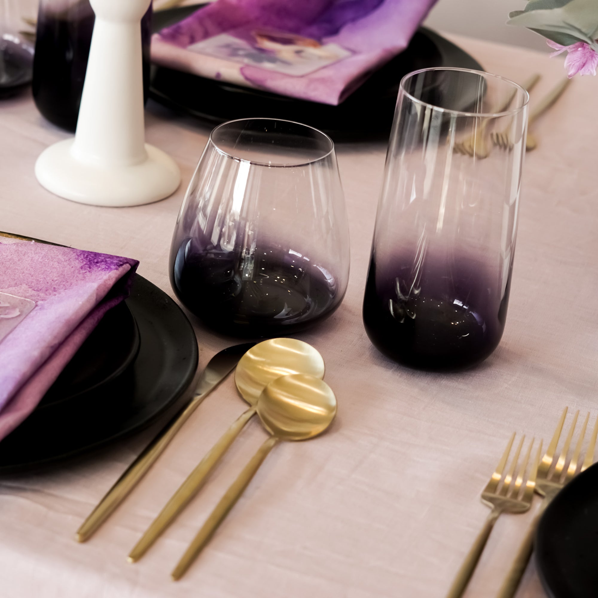 Ombre Waterfall Drinking Glass | Purple Set of 2