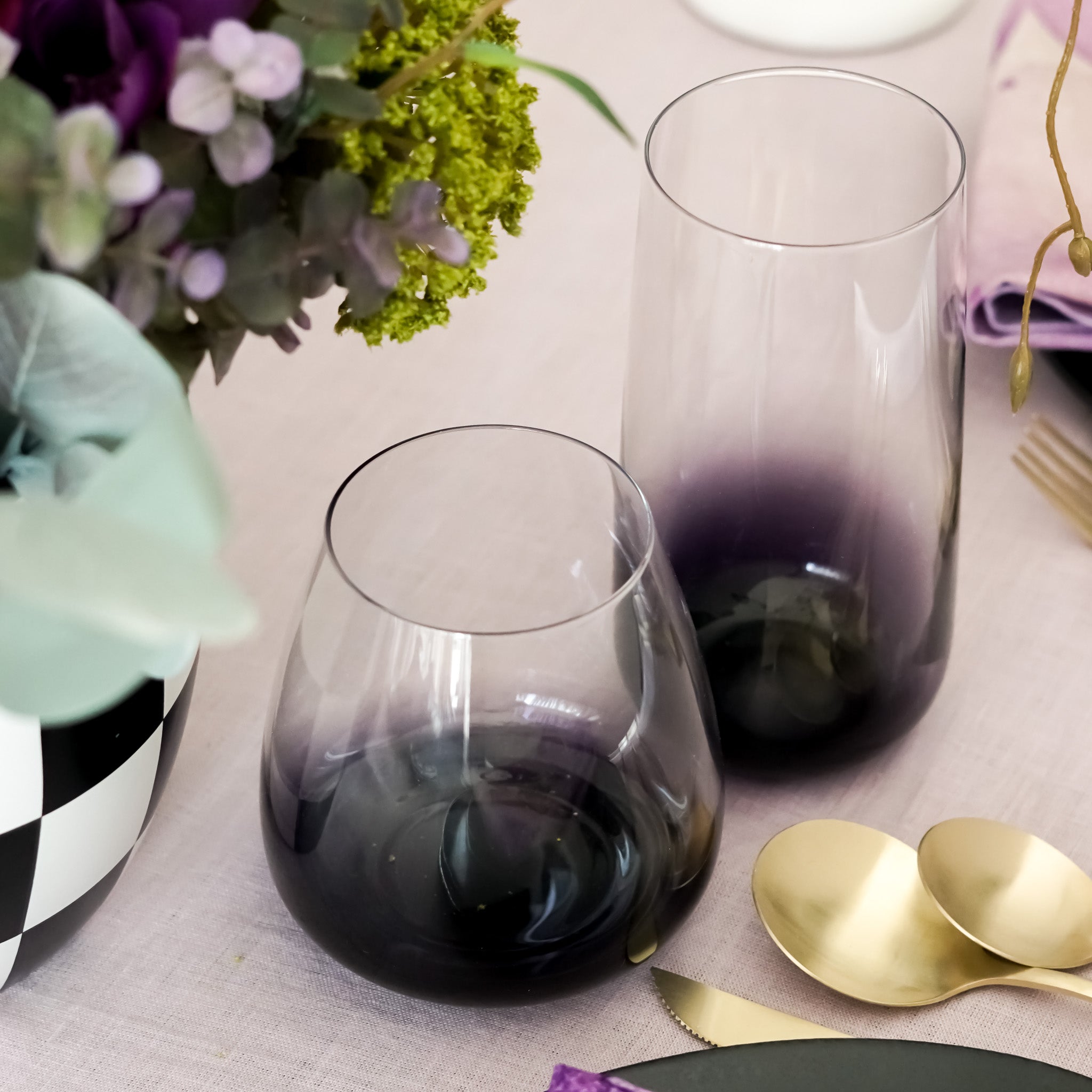 Ombre Waterfall Drinking Glass | Purple Set of 2