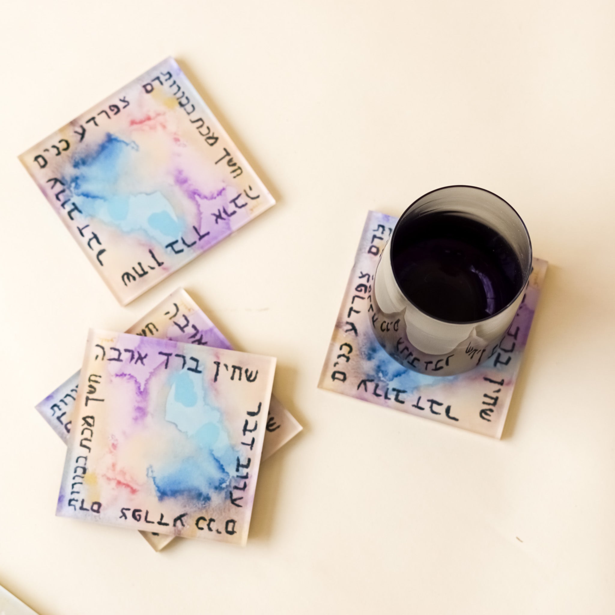 Watercolor Pesach Coasters | Set of 4