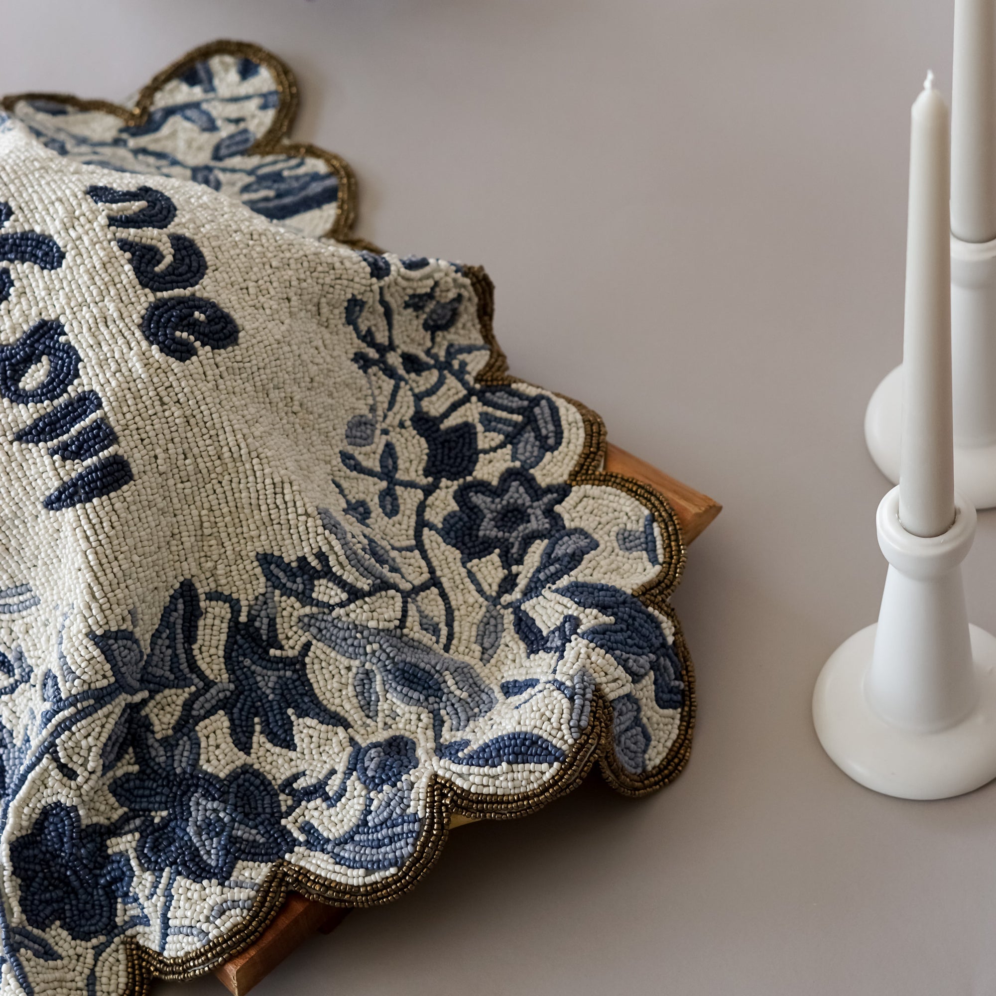 The Toile One | Beaded Challah Cover