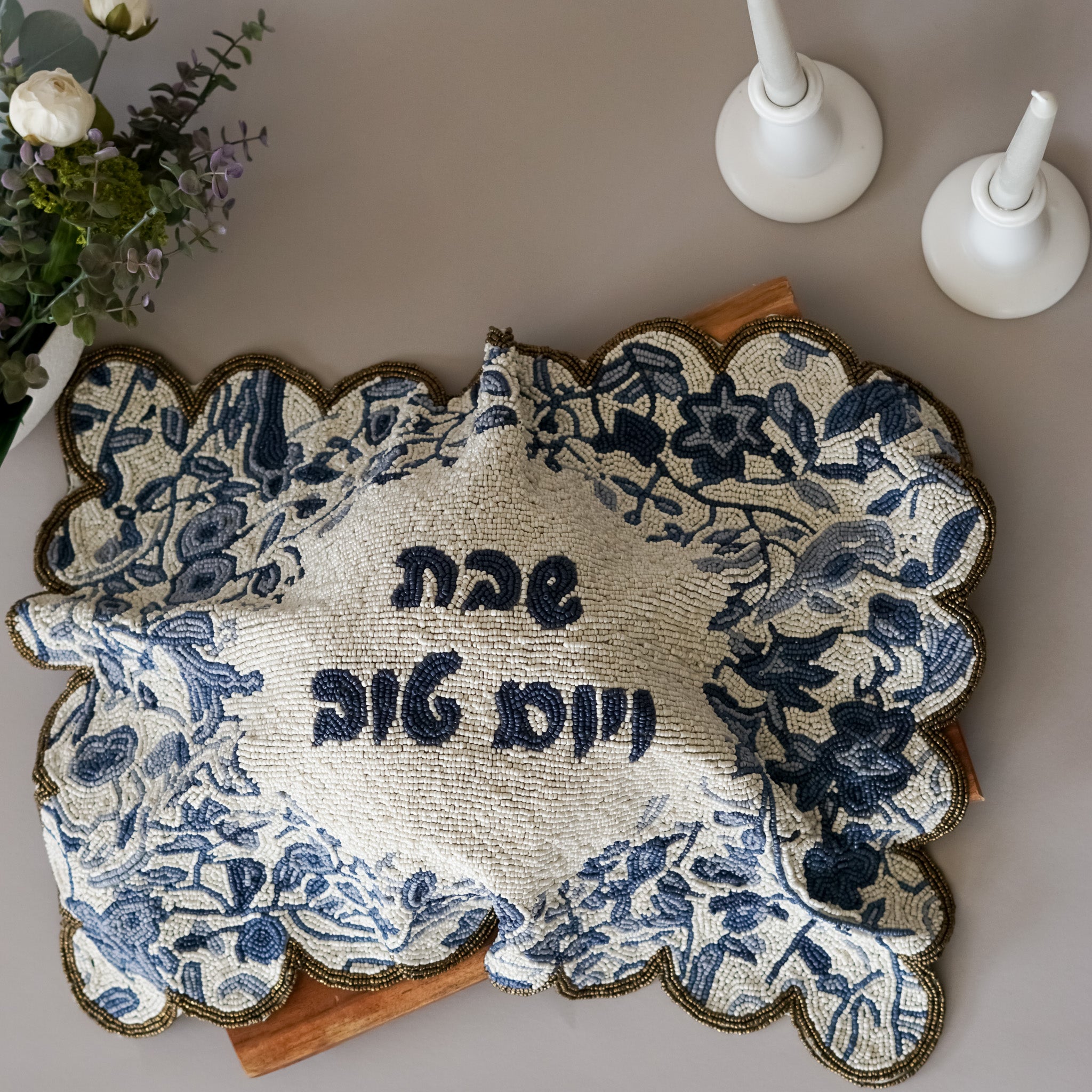 The Toile One | Beaded Challah Cover