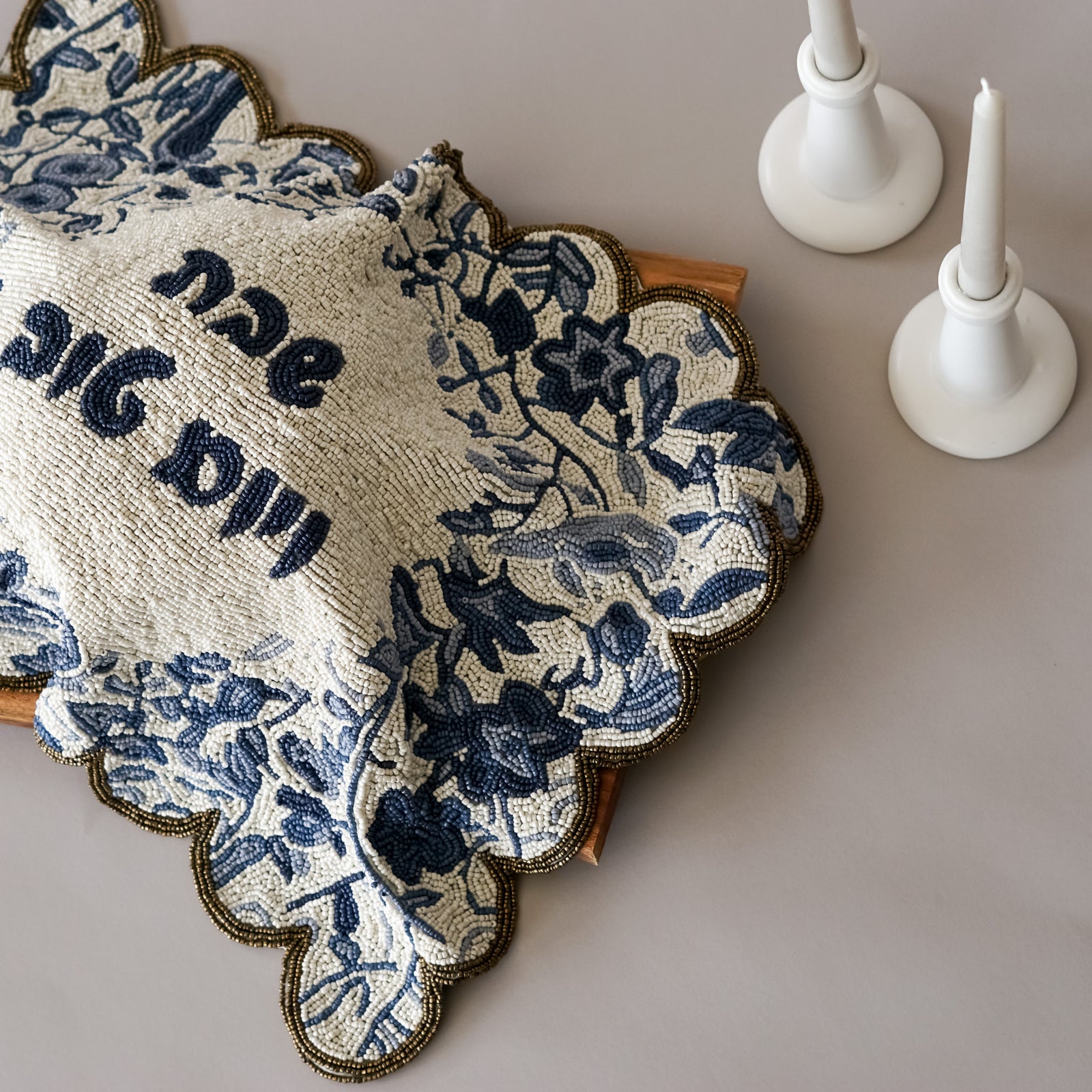 The Toile One | Beaded Challah Cover