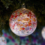 Hanging Glass Art Orb | Red Rimon