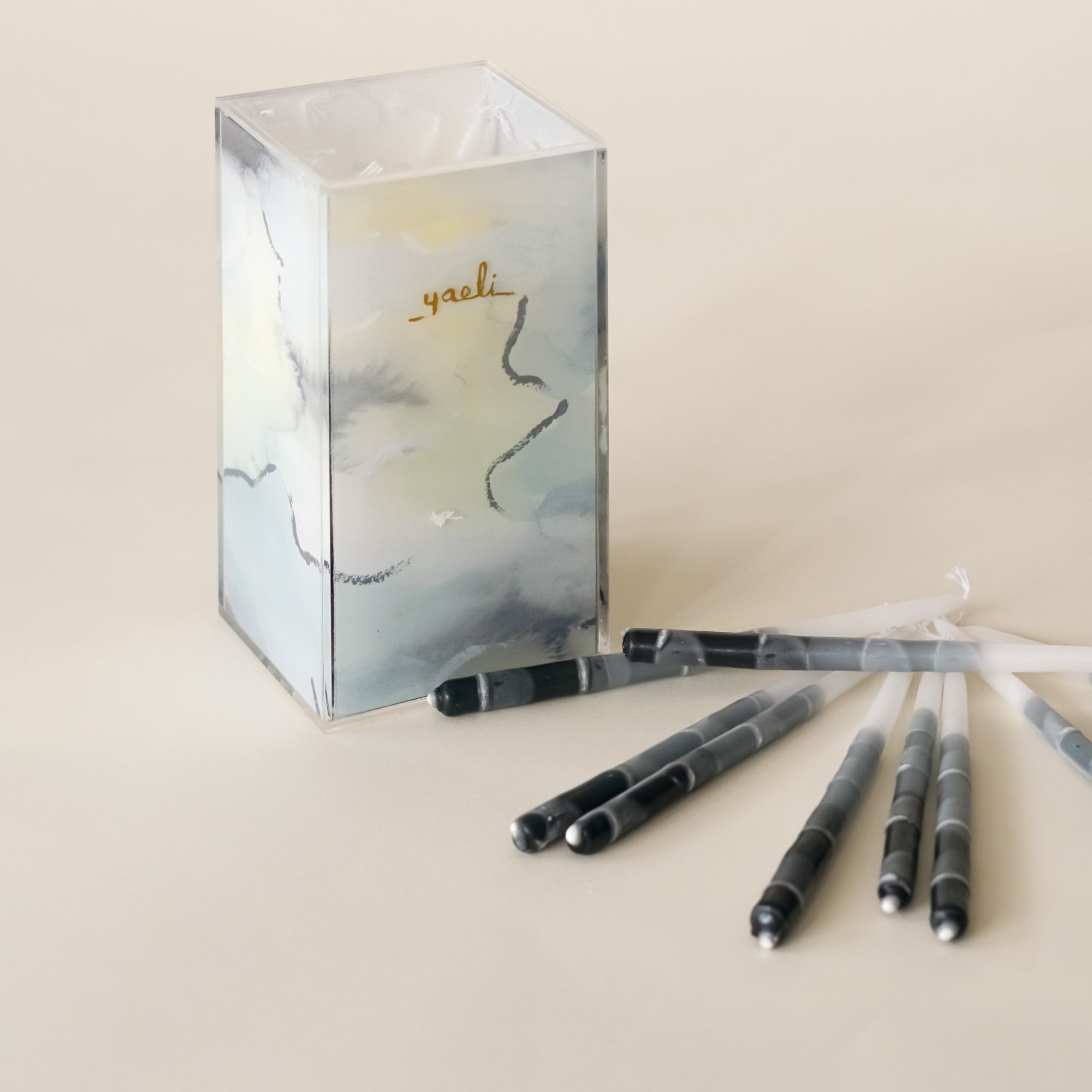 Reflection Grey Chanukah Candles