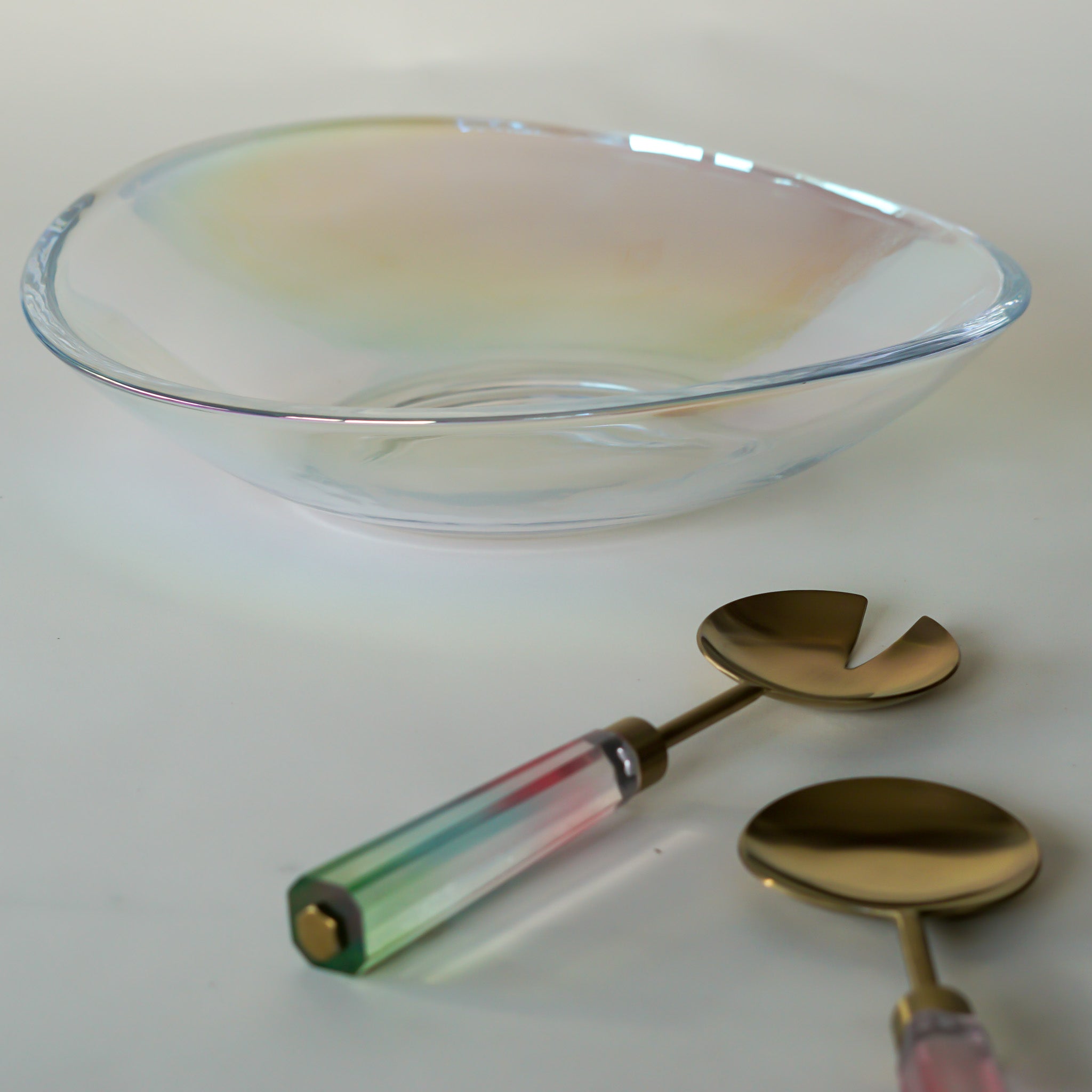 Iridescent Glass Salad Bowl | 13.5"