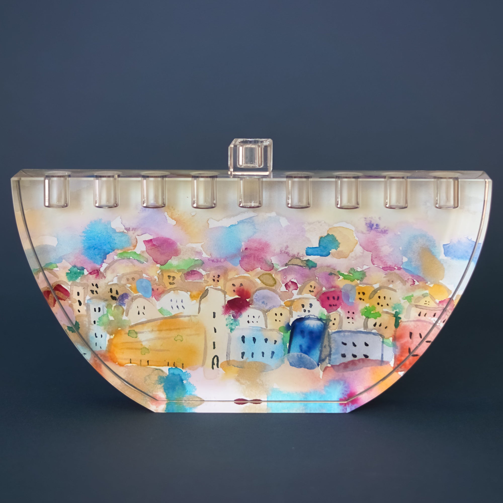 Hand Carved Crystal Menorah