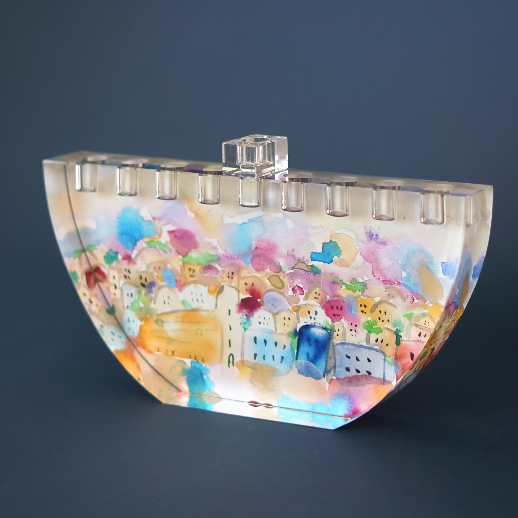 Hand Carved Crystal Menorah