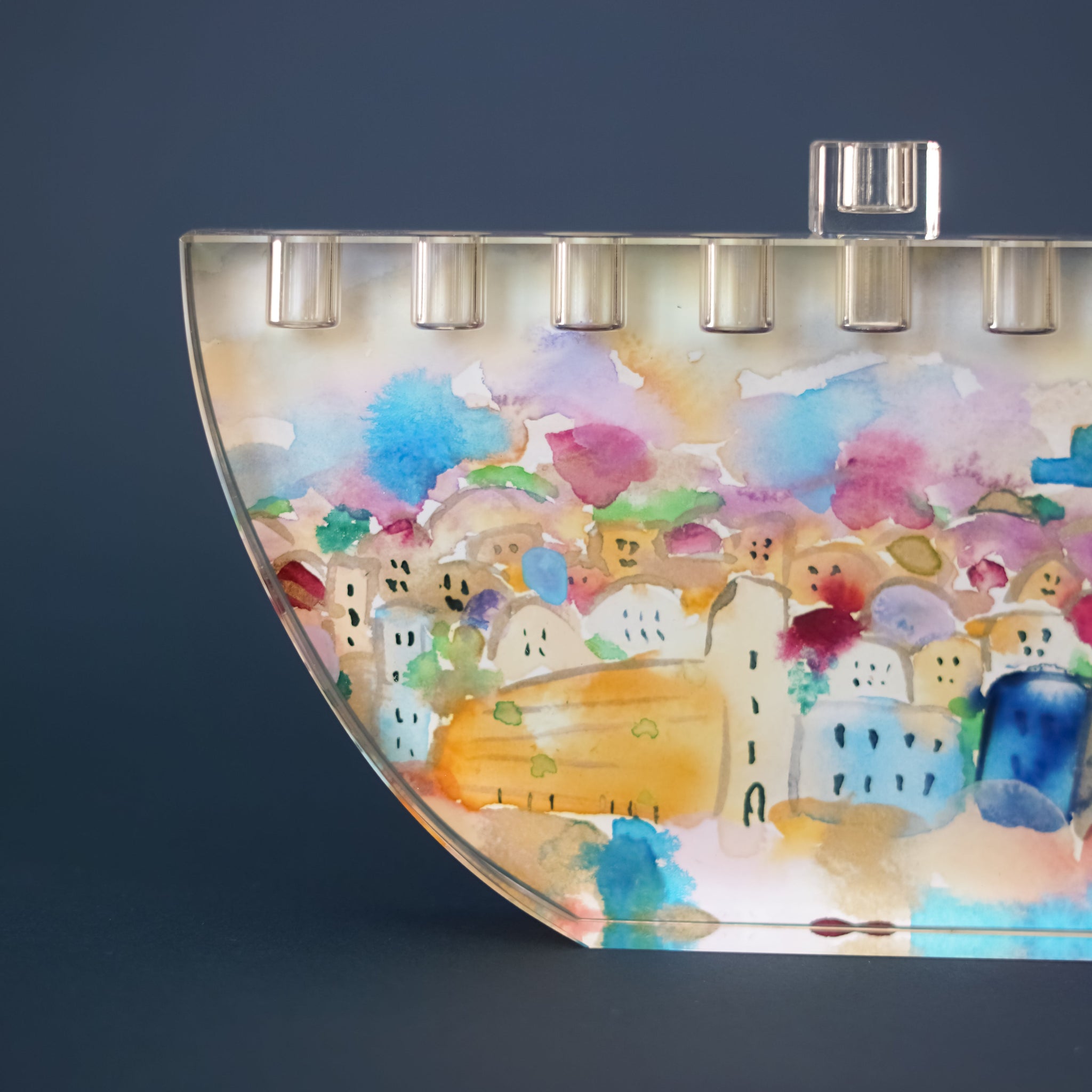 Hand Carved Crystal Menorah