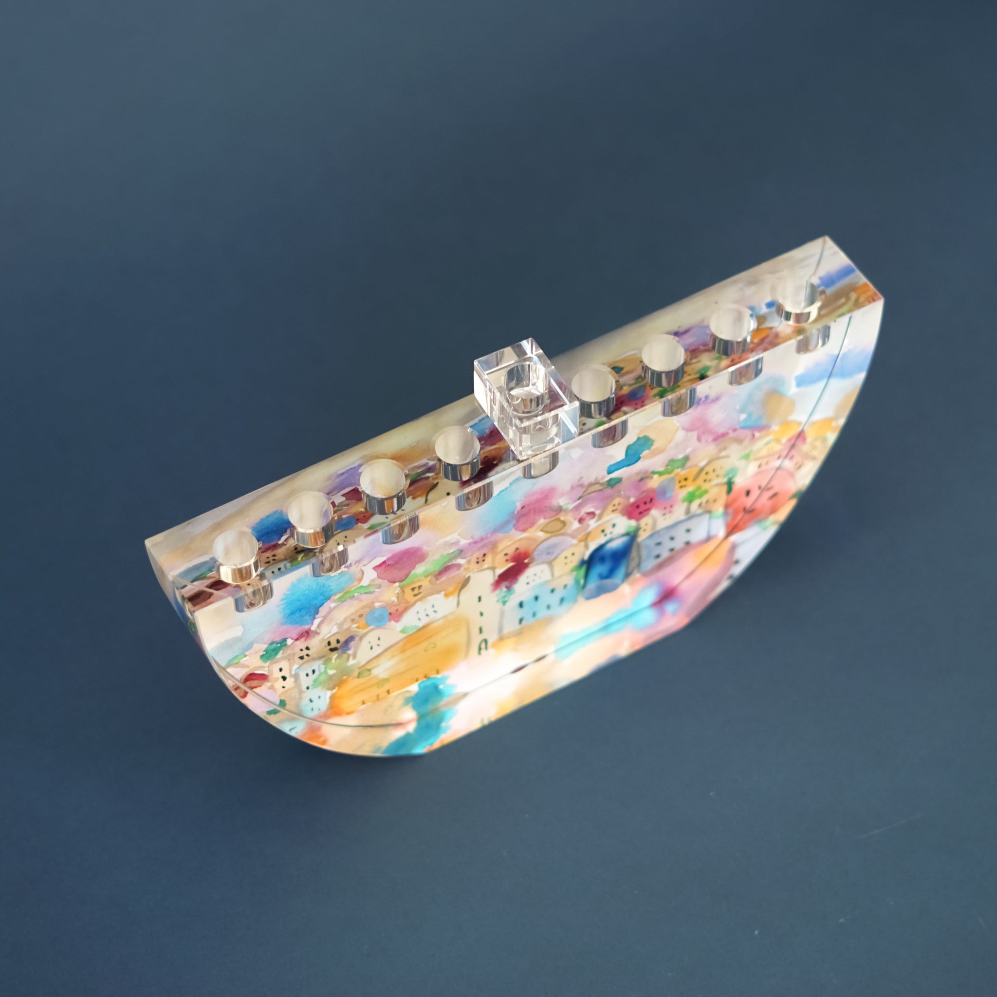 Hand Carved Crystal Menorah