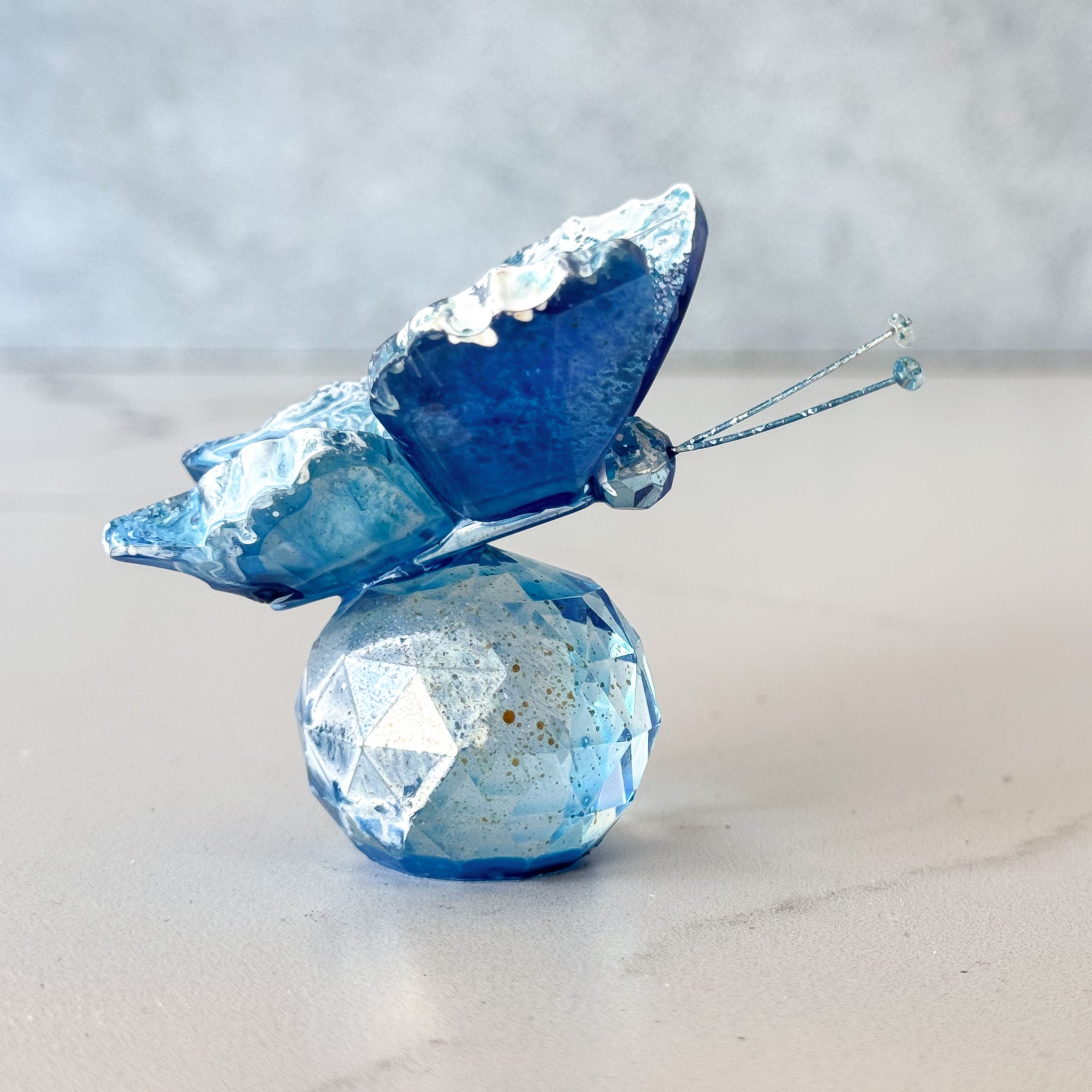 Hand Painted Crystal Butterfly | Azure