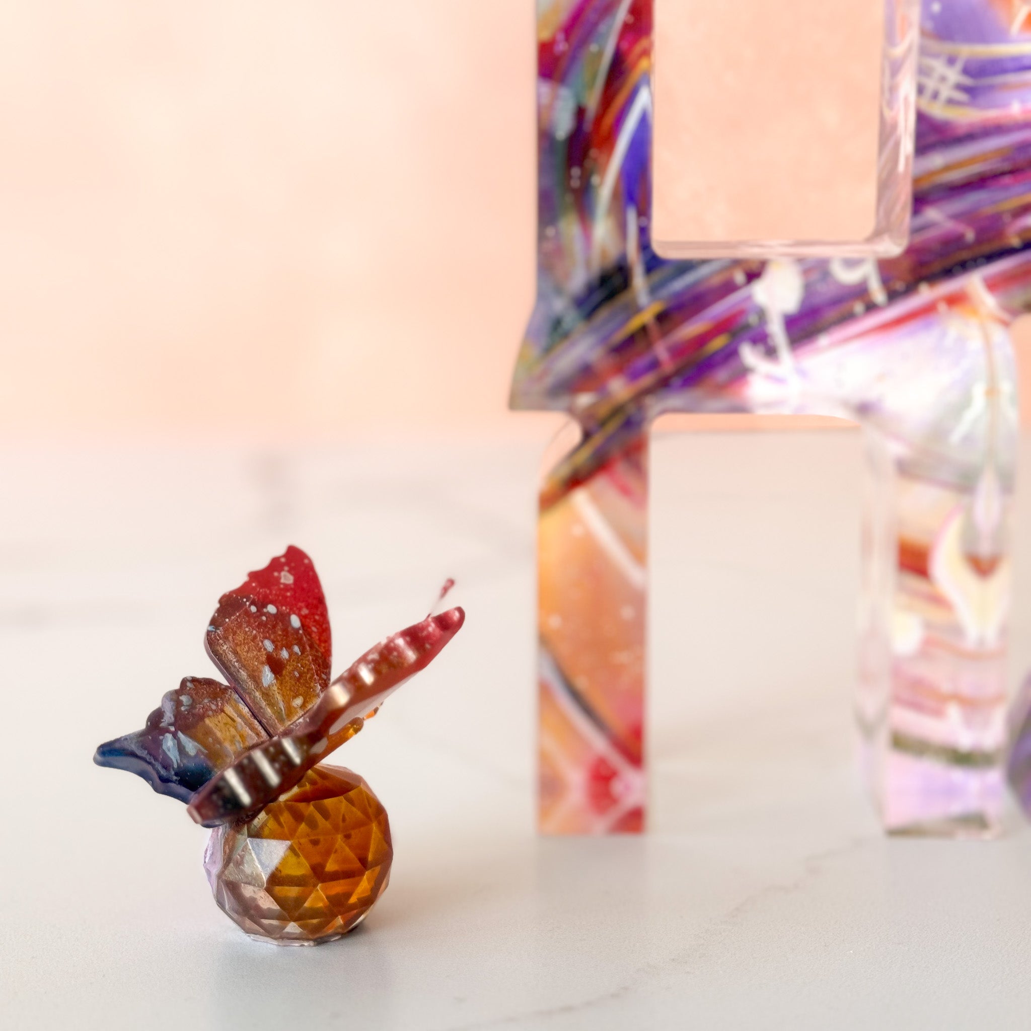 Hand Painted Crystal Butterfly | Amber