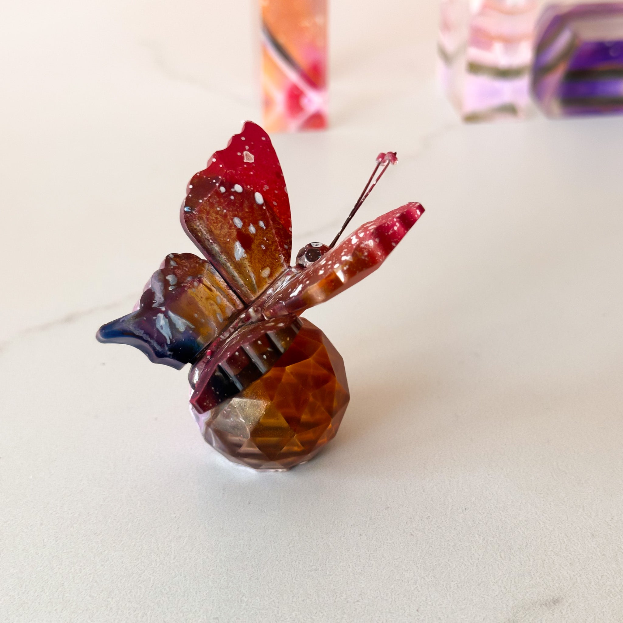 Hand Painted Crystal Butterfly | Amber