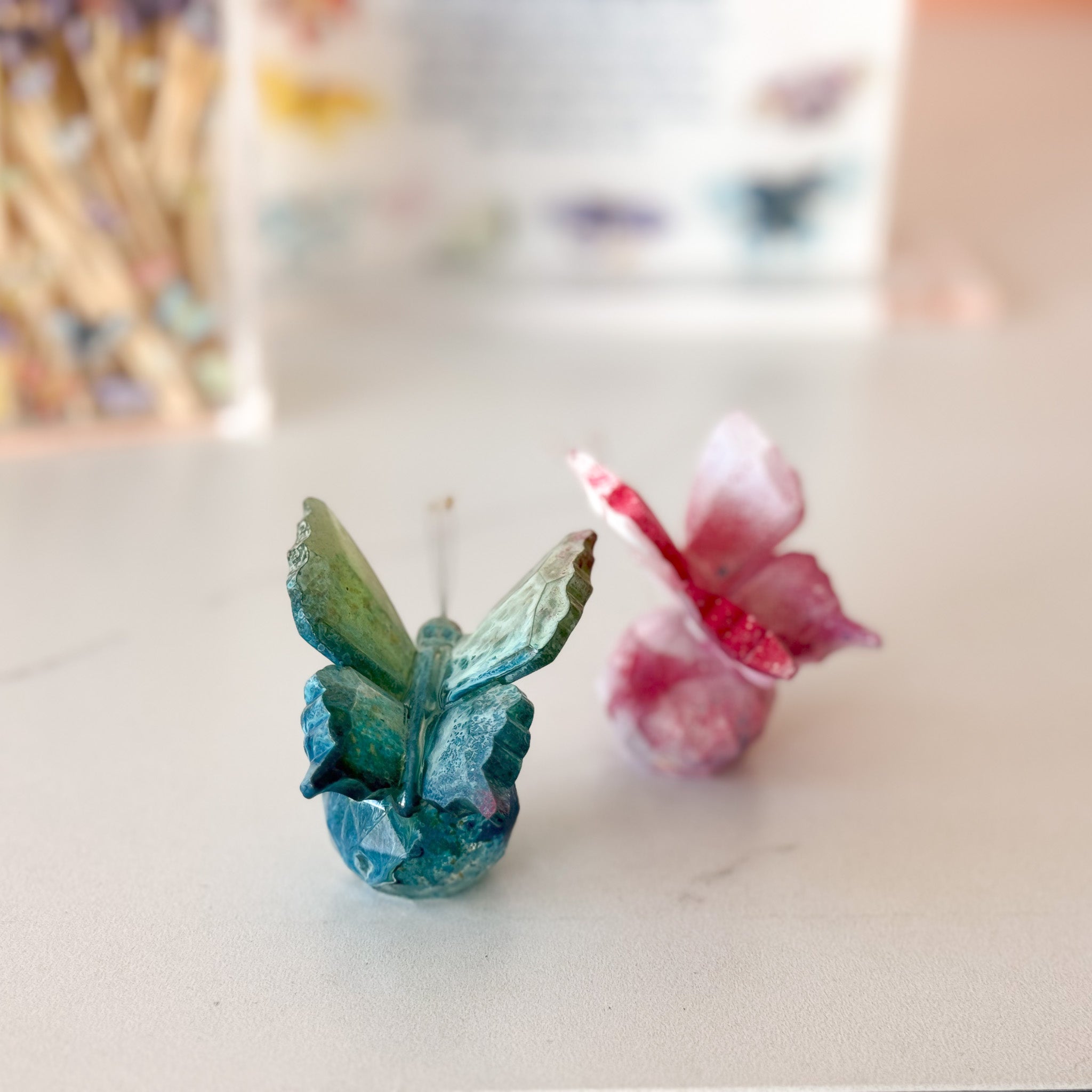 Hand Painted Crystal Butterfly | Pink Poppy