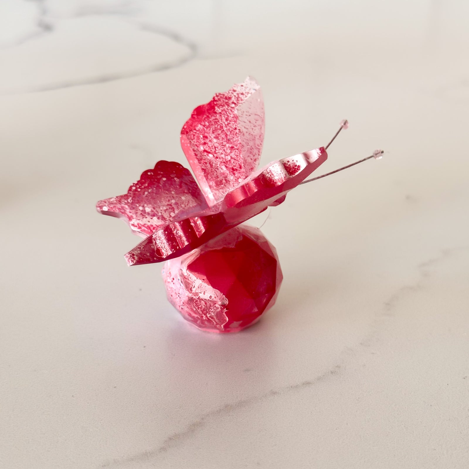 Hand Painted Crystal Butterfly | Pink Poppy