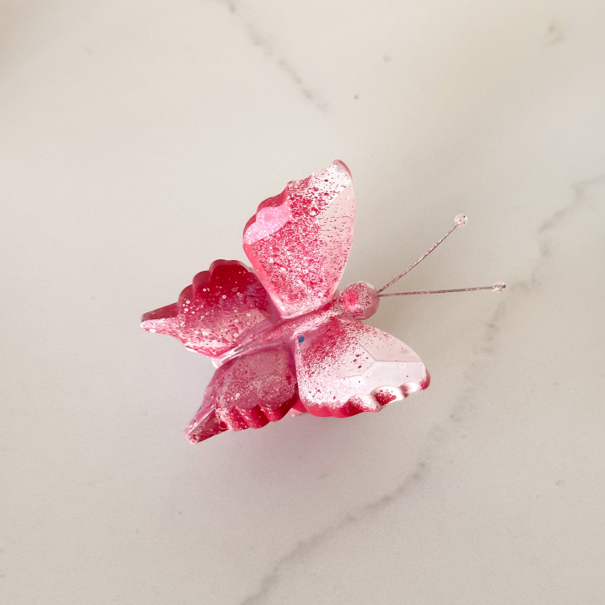 Hand Painted Crystal Butterfly | Pink Poppy