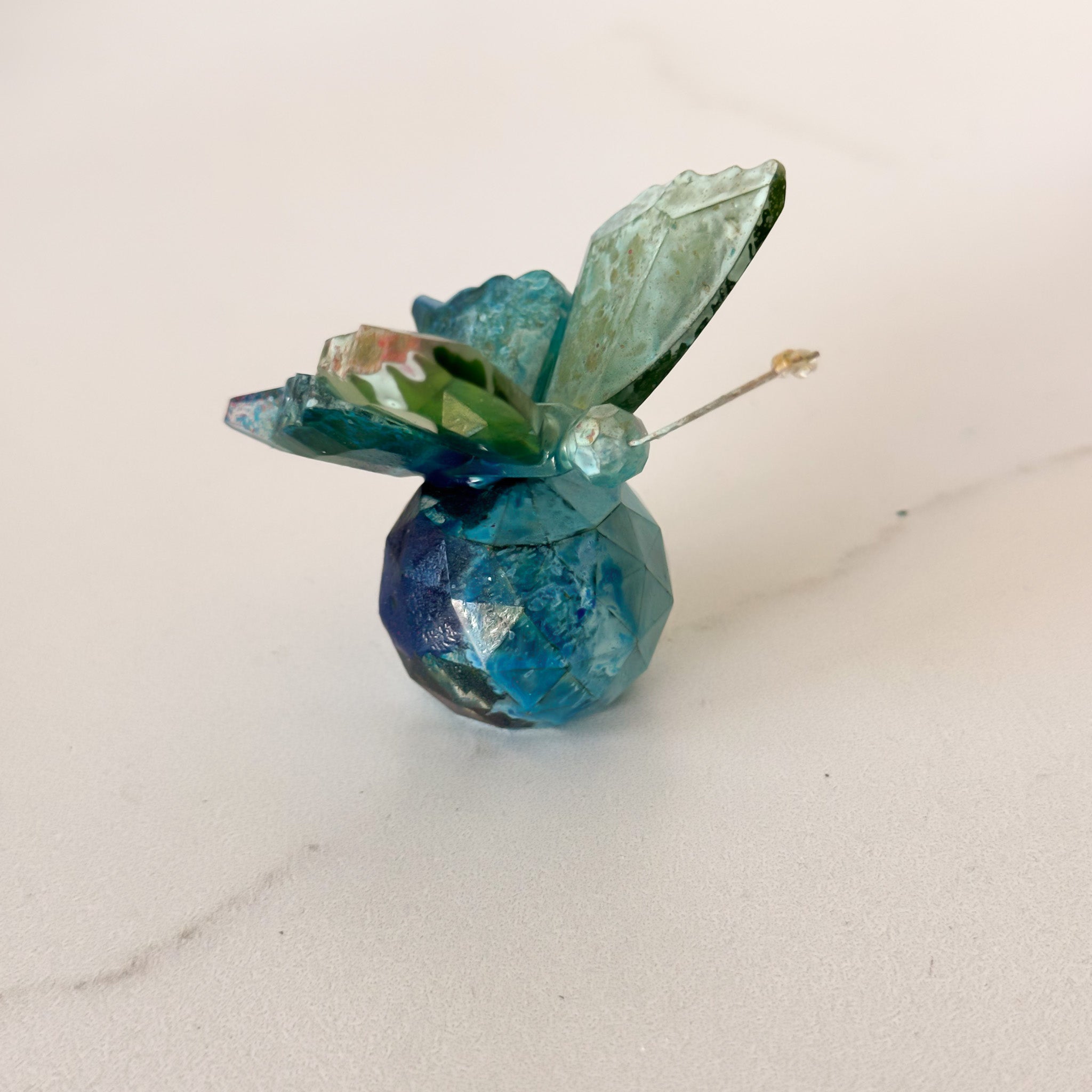 Hand Painted Crystal Butterfly | Seafoam