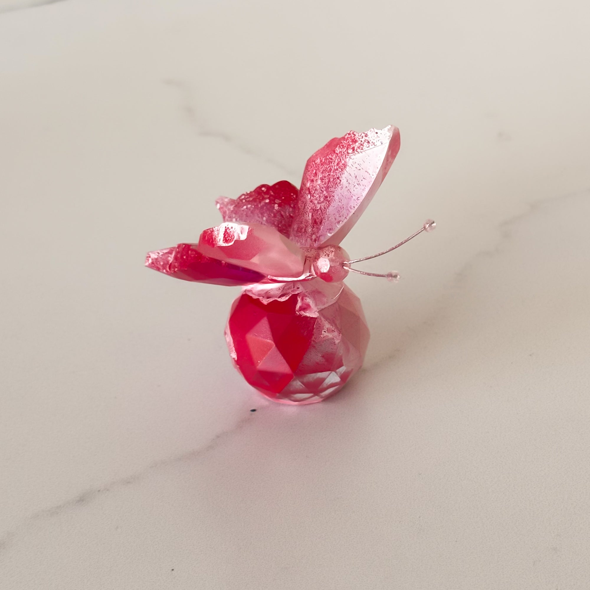 Hand Painted Crystal Butterfly | Pink Poppy