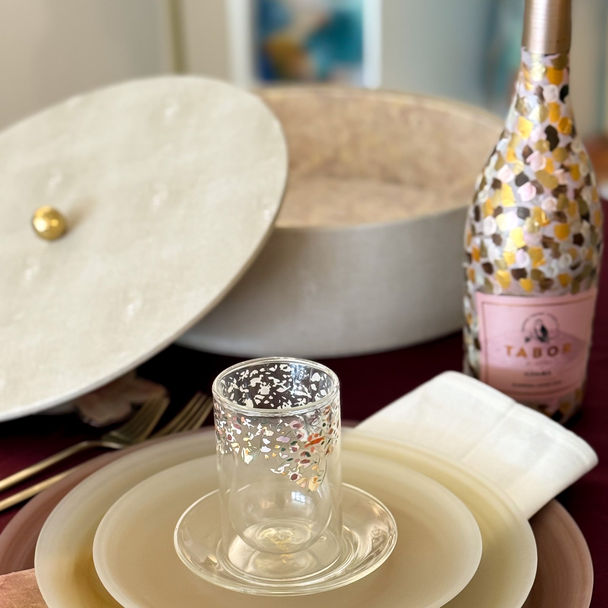 Shagreen Round Matzah Box | Rosewood