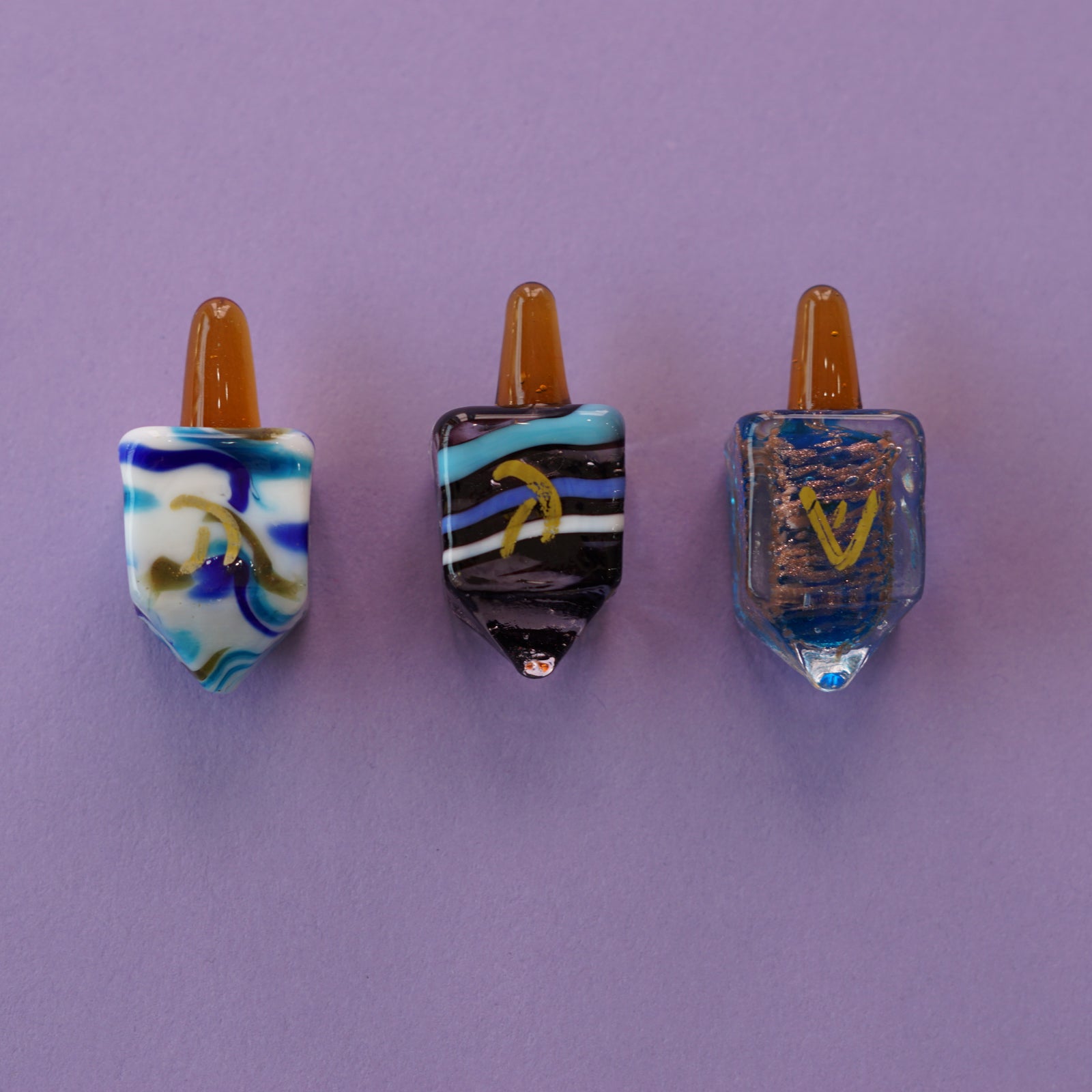 Hand Blown Murano Glass Dreidels