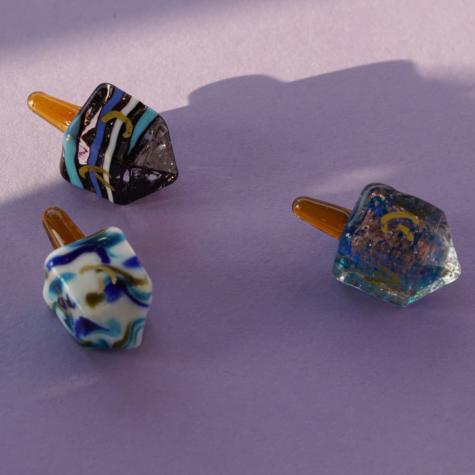 Hand Blown Murano Glass Dreidels