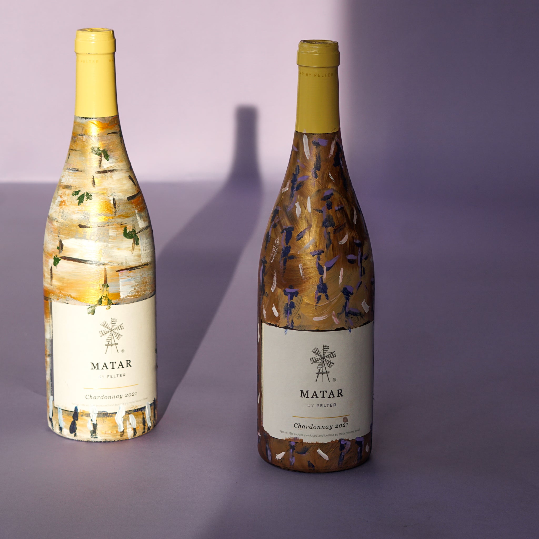 Va'Yoshet Hamelech and Sha'ar Hamelech | Hand Painted Wine Bottle Set